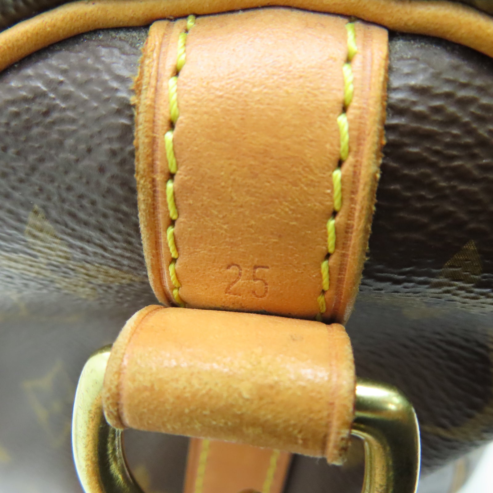 LOUIS VUITTON Monogram Speedy 25 Gold Buckle Shoulder Bag Brown