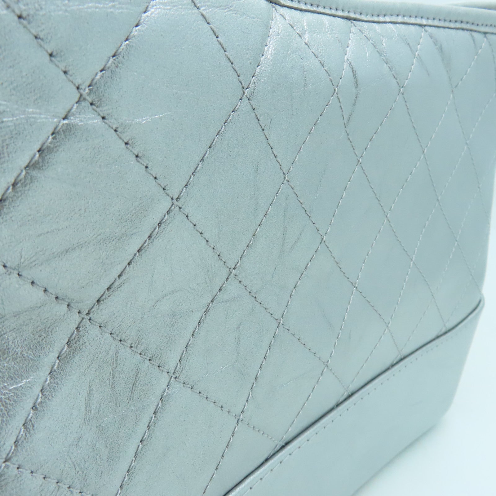 CHANEL cowhide leather Gabrielle gold and silver buckle shoulder bag silver
