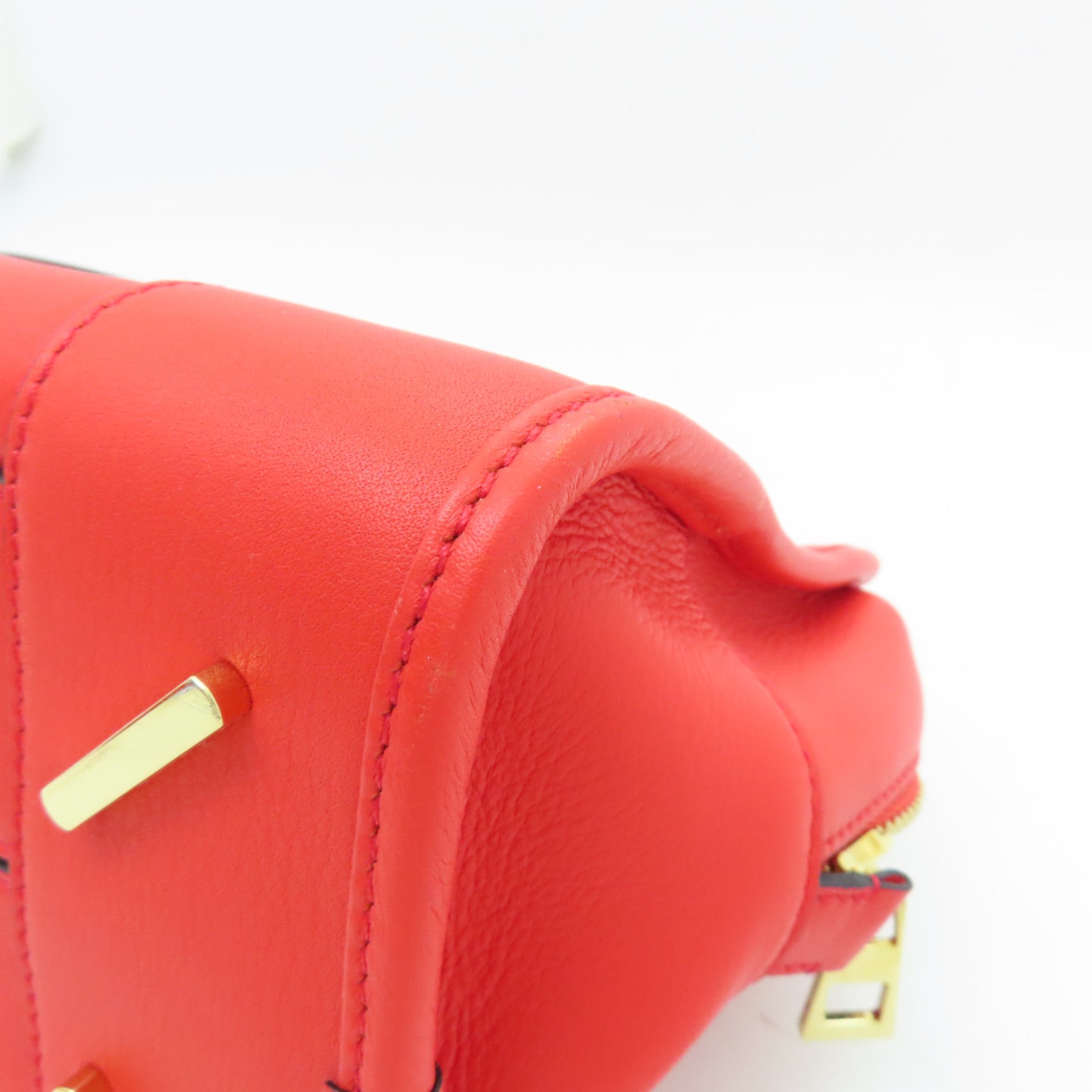 LOEWE 牛皮皮革Shoulder Bag金扣手挽肩背兩用袋紅色