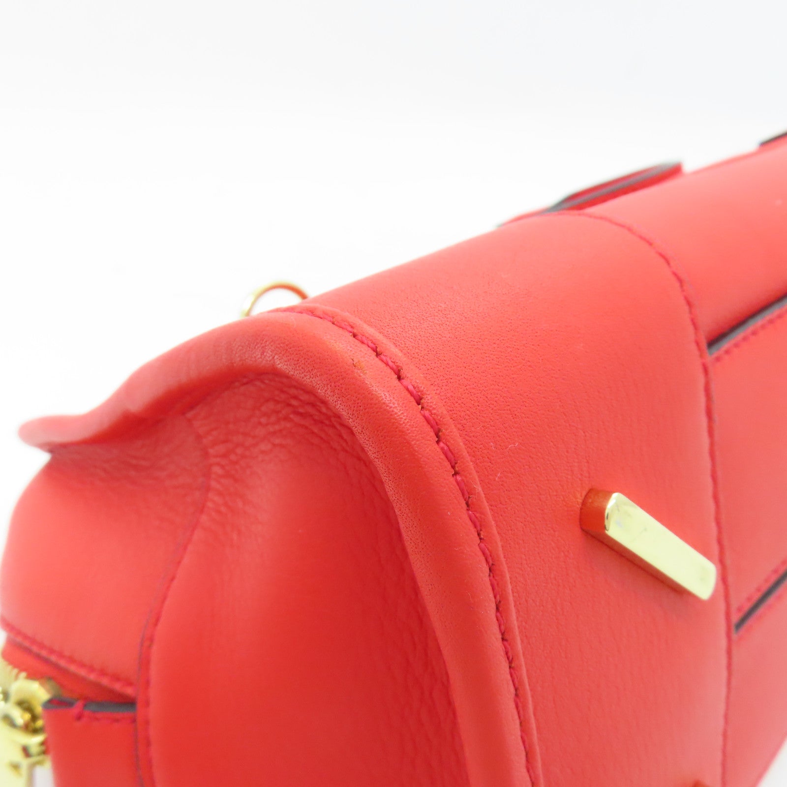 LOEWE 牛皮皮革Shoulder Bag金扣手挽肩背兩用袋紅色