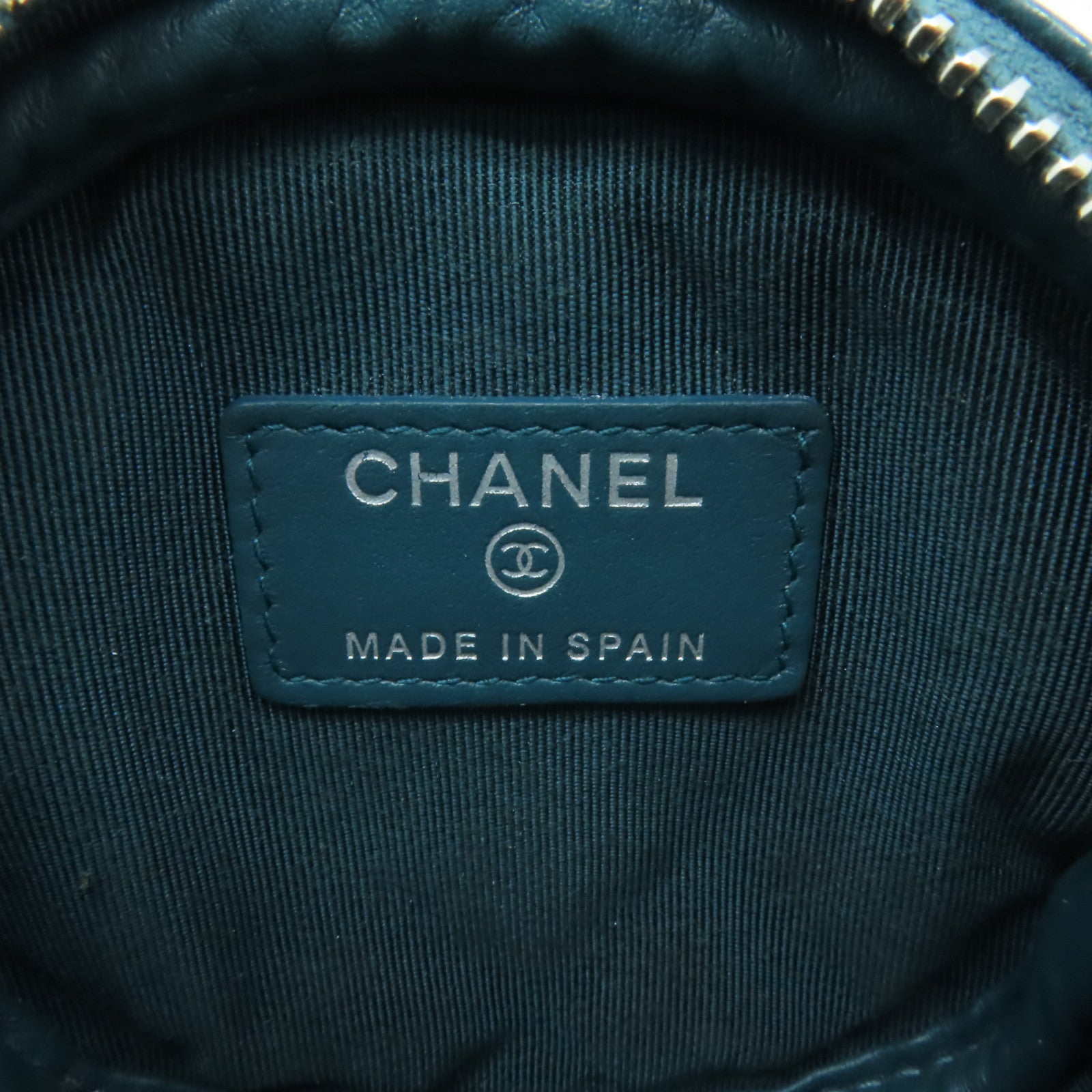 CHANEL 【激減優惠】菱格Caviar皮革Coin Case銀扣零錢包綠色