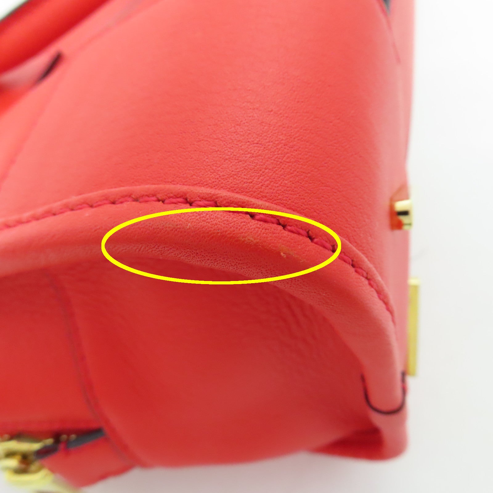 LOEWE 牛皮皮革Shoulder Bag金扣手挽肩背兩用袋紅色