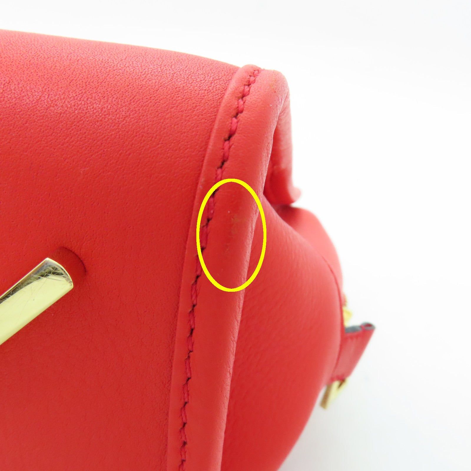 LOEWE 牛皮皮革Shoulder Bag金扣手挽肩背兩用袋紅色
