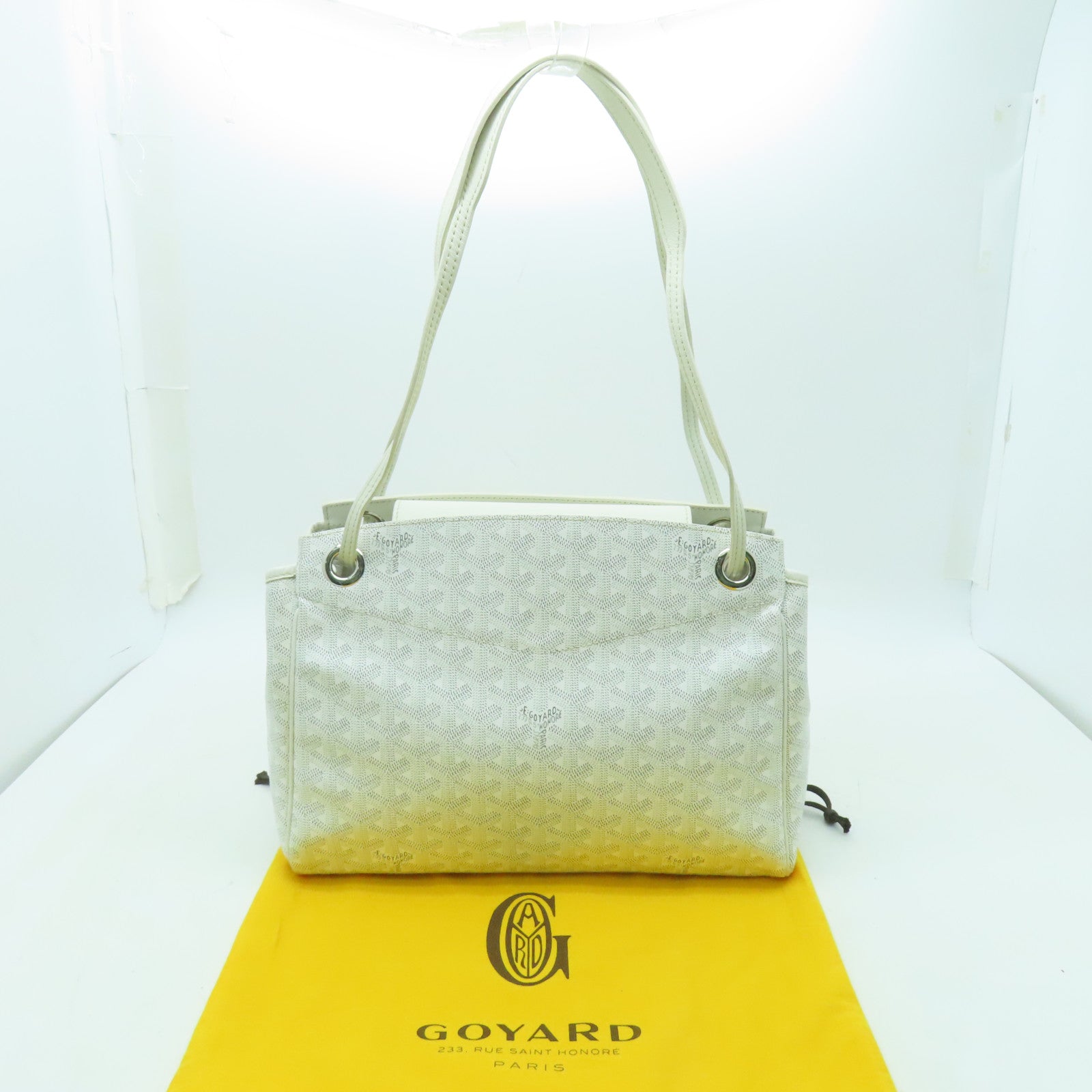 GOYARD 塗層帆布/皮革Rouette銀扣肩背袋白色
