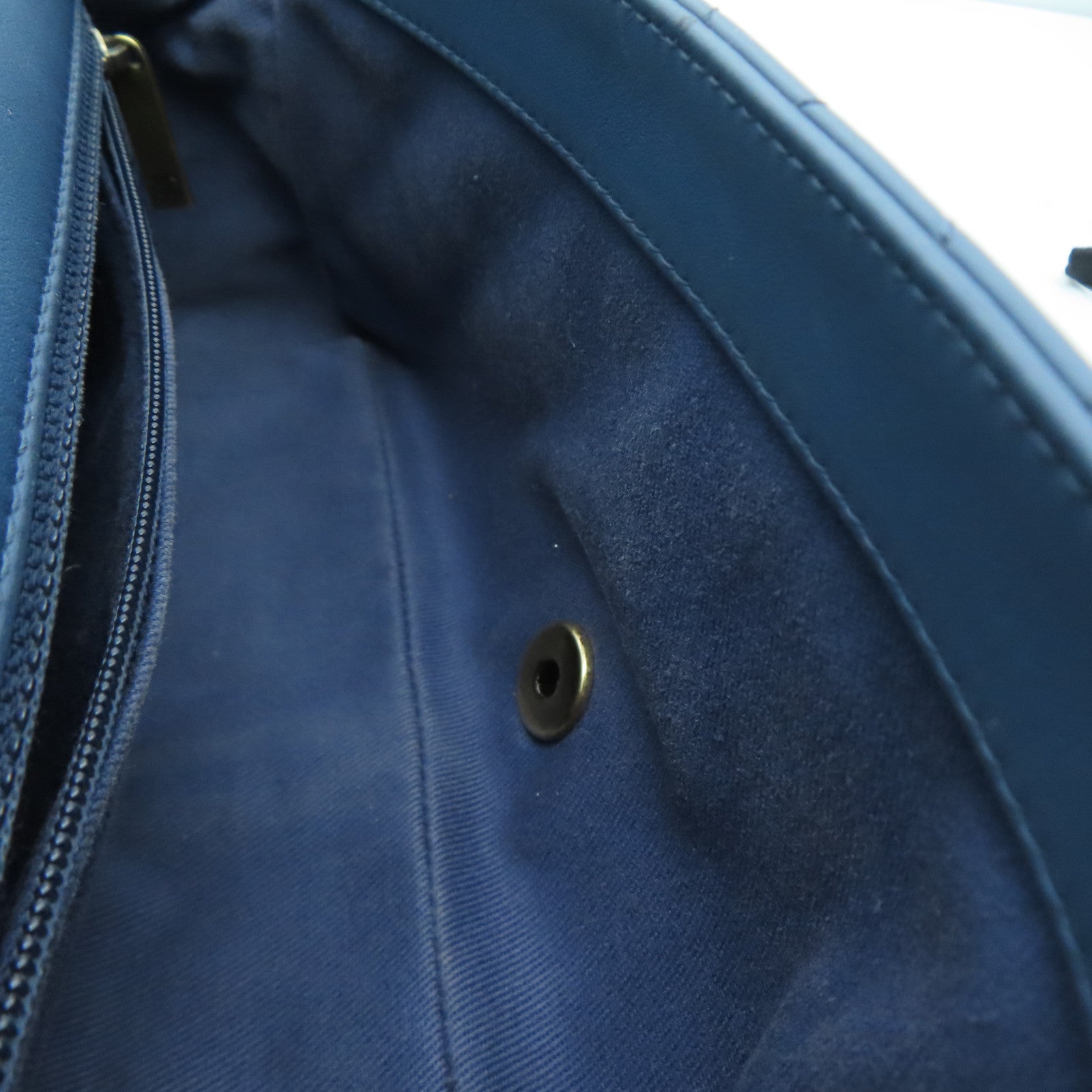 CHANEL 菱格牛皮皮革Chain Shoulder Bag金扣鏈帶肩背袋藍色