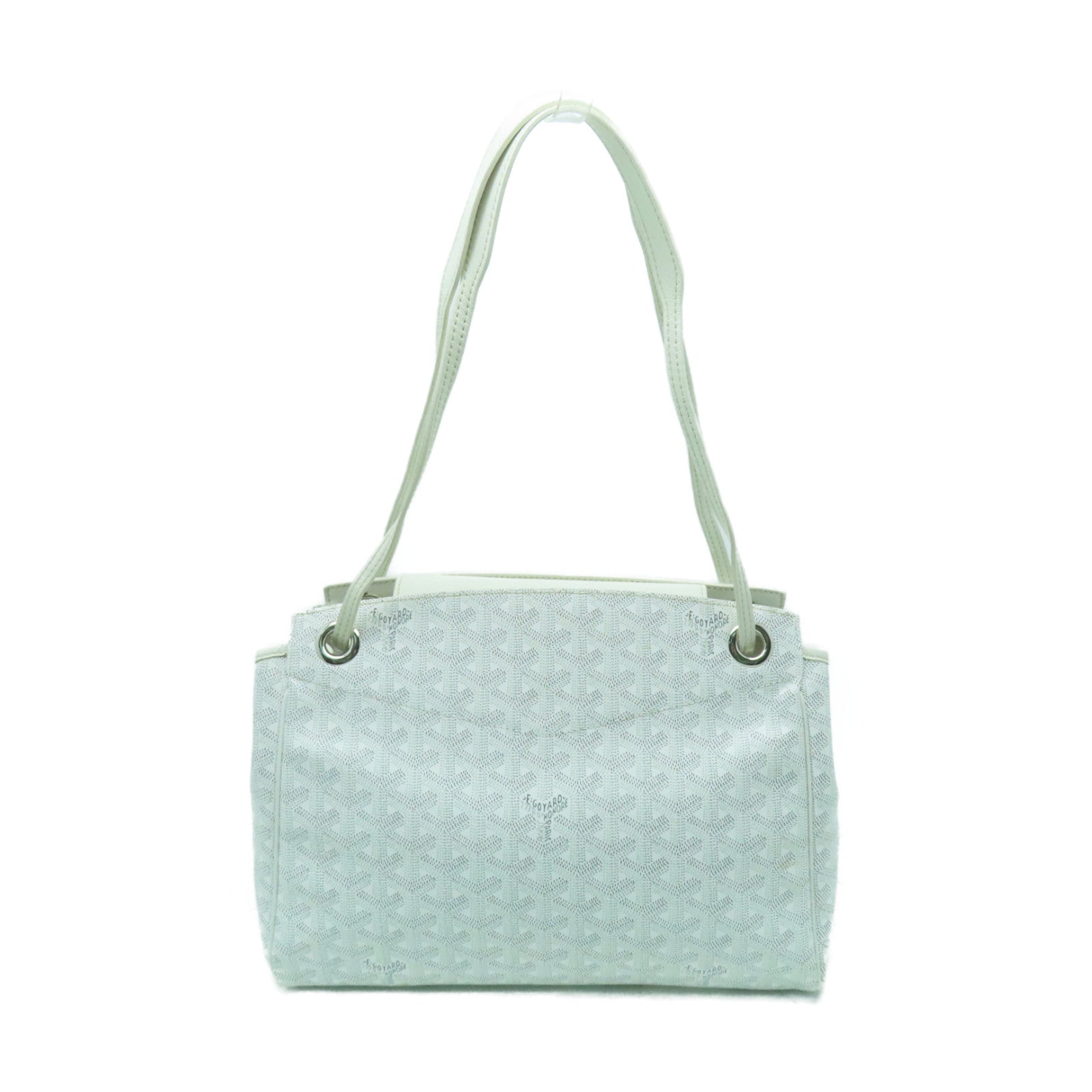 GOYARD 塗層帆布/皮革Rouette銀扣肩背袋白色