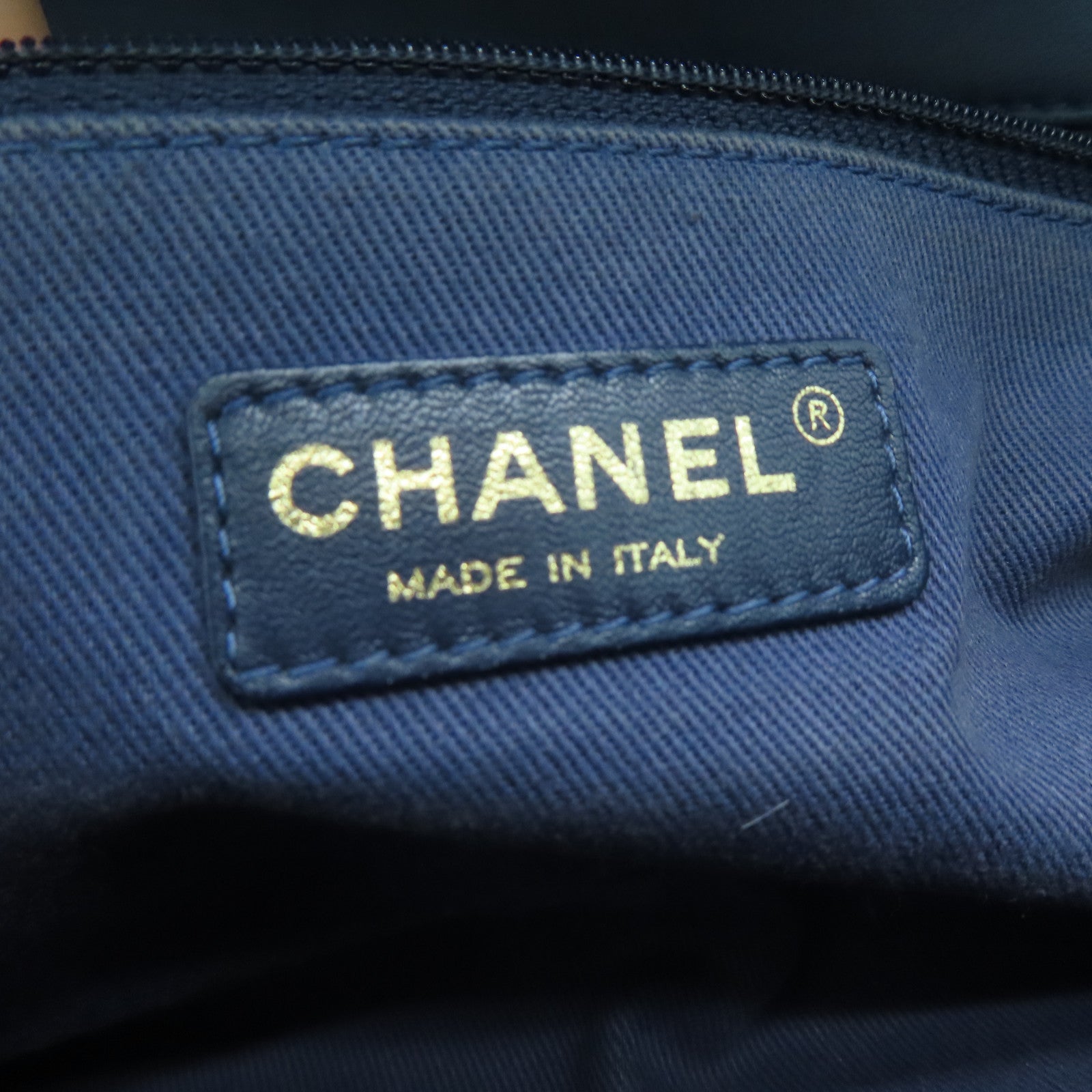 CHANEL 菱格牛皮皮革Chain Shoulder Bag金扣鏈帶肩背袋藍色