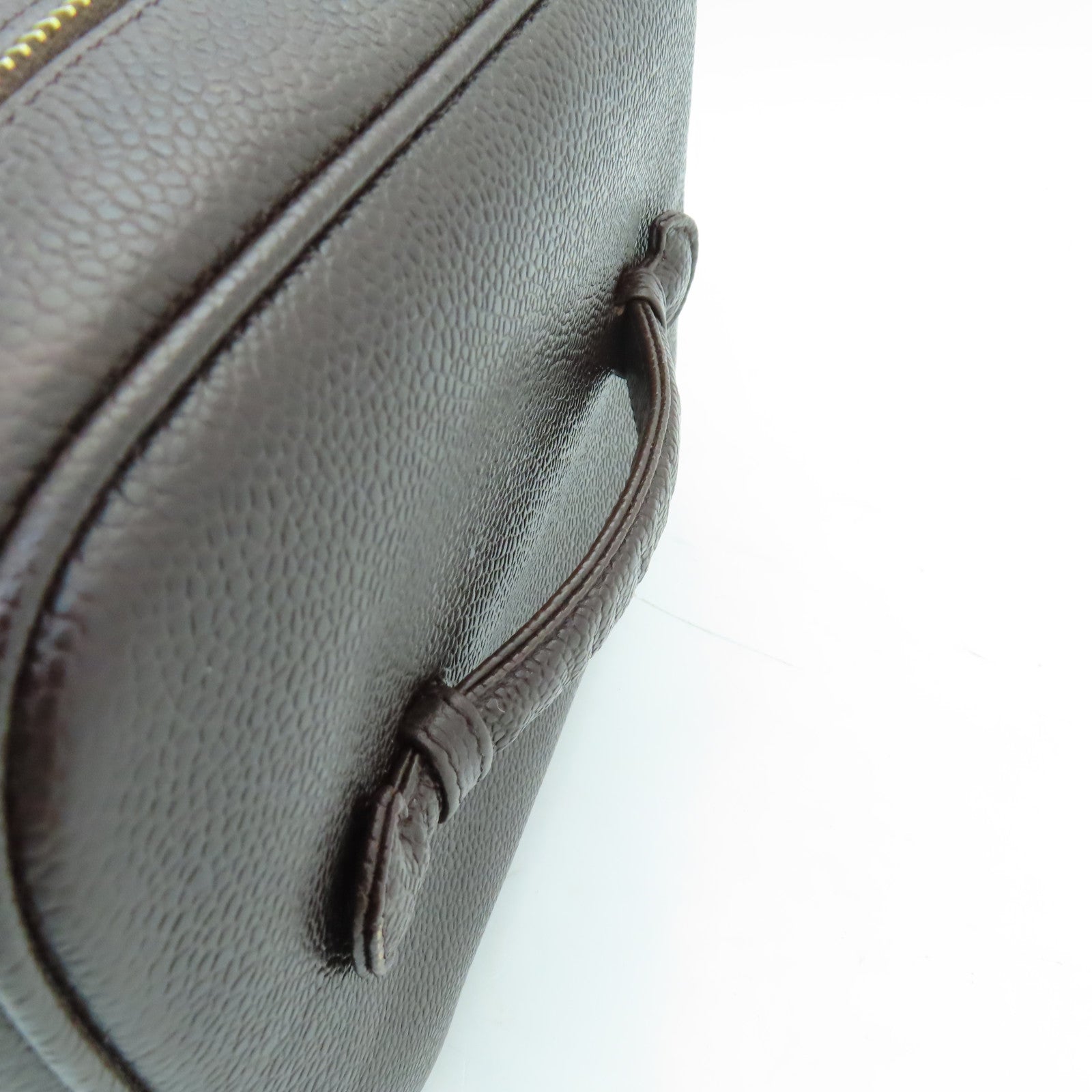 CHANEL Caviar皮革Vanity Bag金扣手挽袋啡色