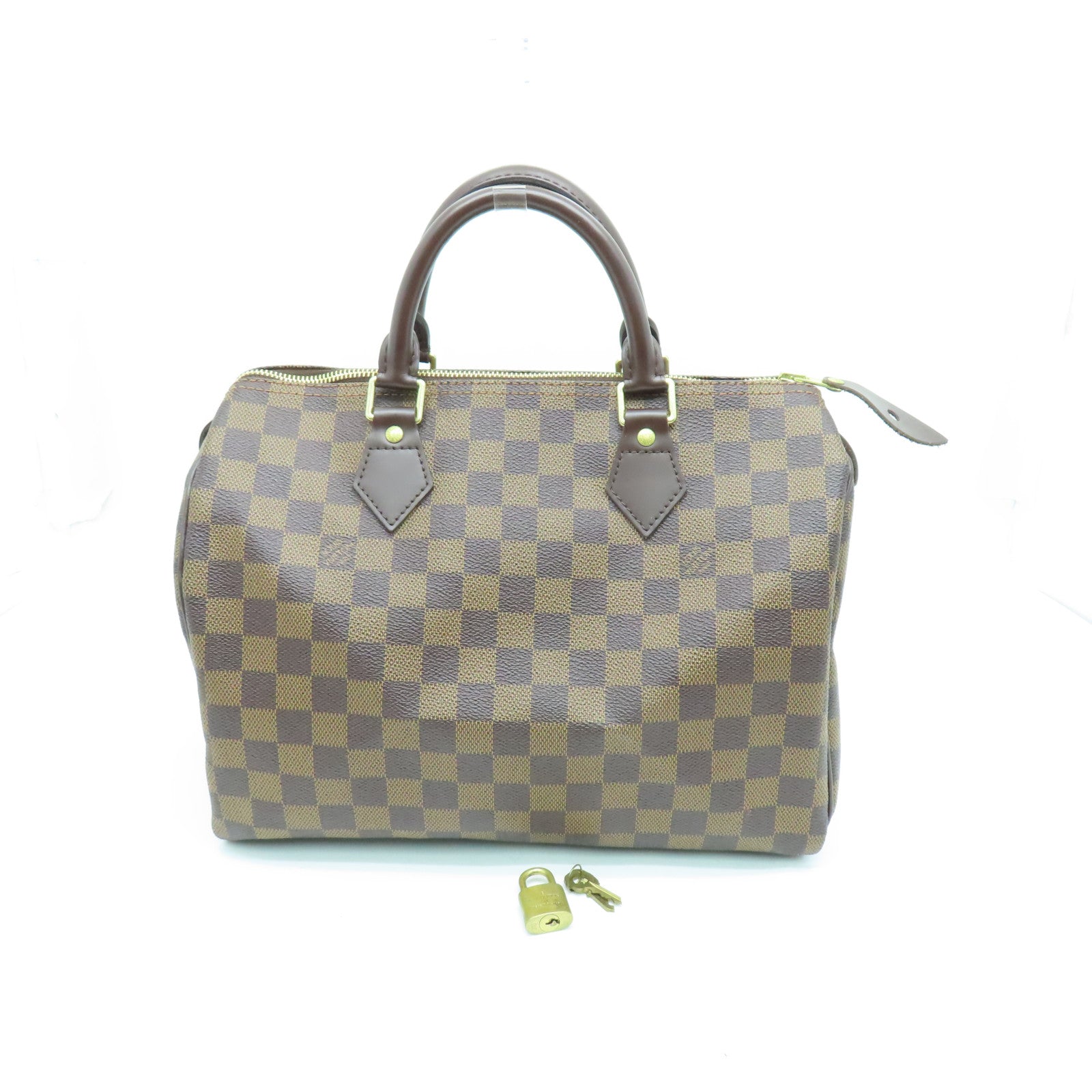 LOUIS VUITTON Damier Ebene Speedy 30金扣手挽袋啡色
