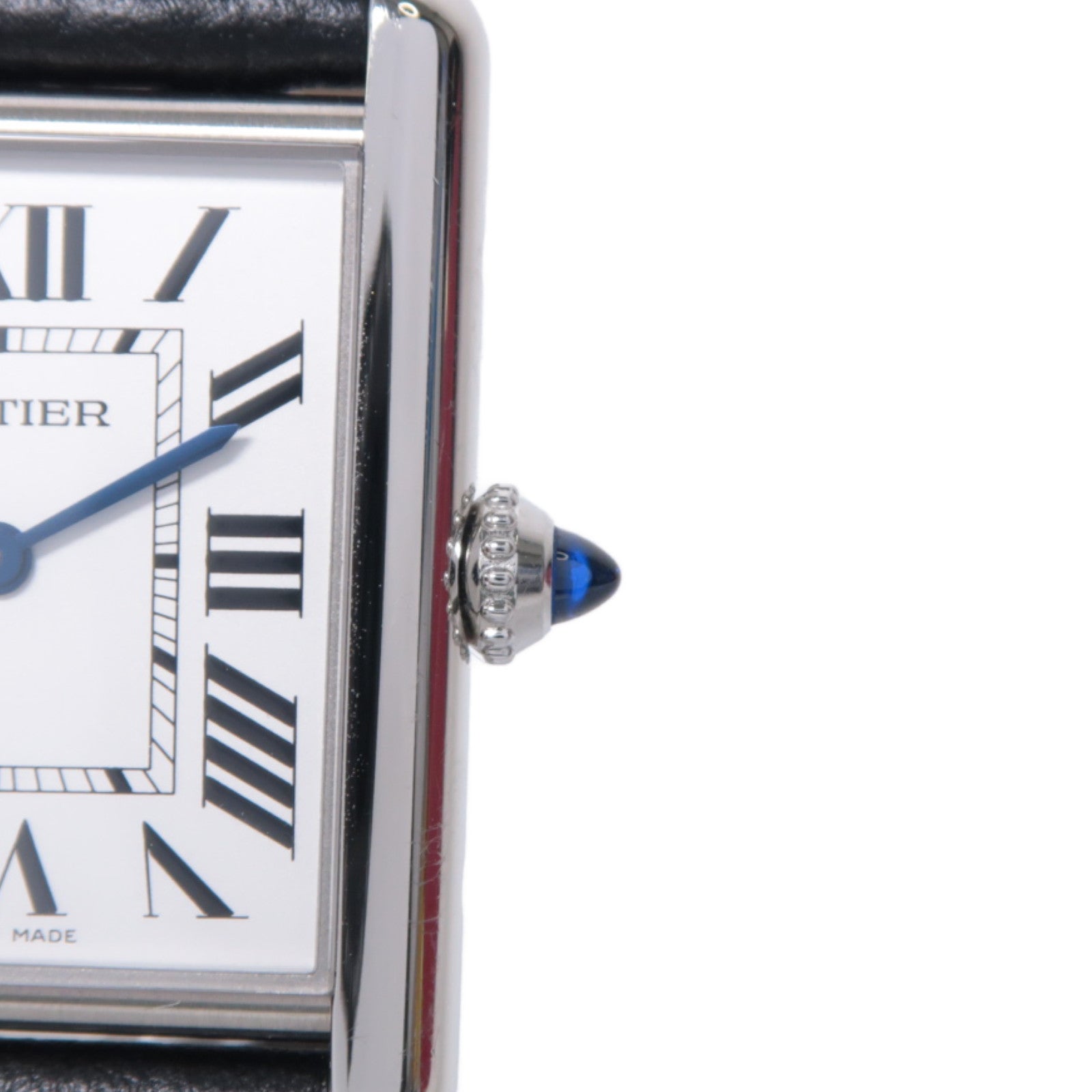 CARTIER Tank Must不鏽鋼/皮革手錶石英機芯白色