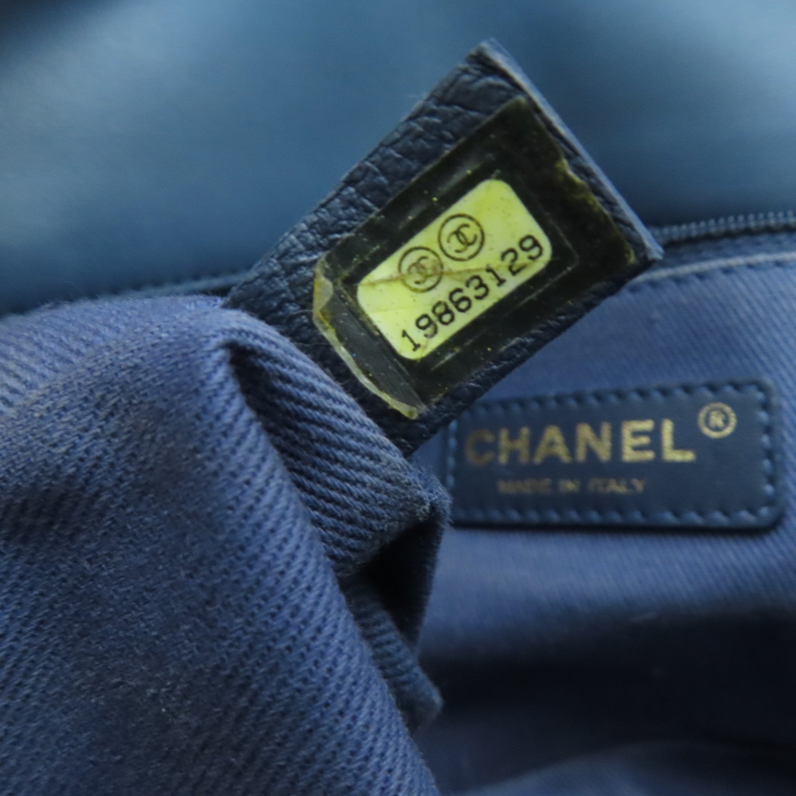 CHANEL 菱格牛皮皮革Chain Shoulder Bag金扣鏈帶肩背袋藍色