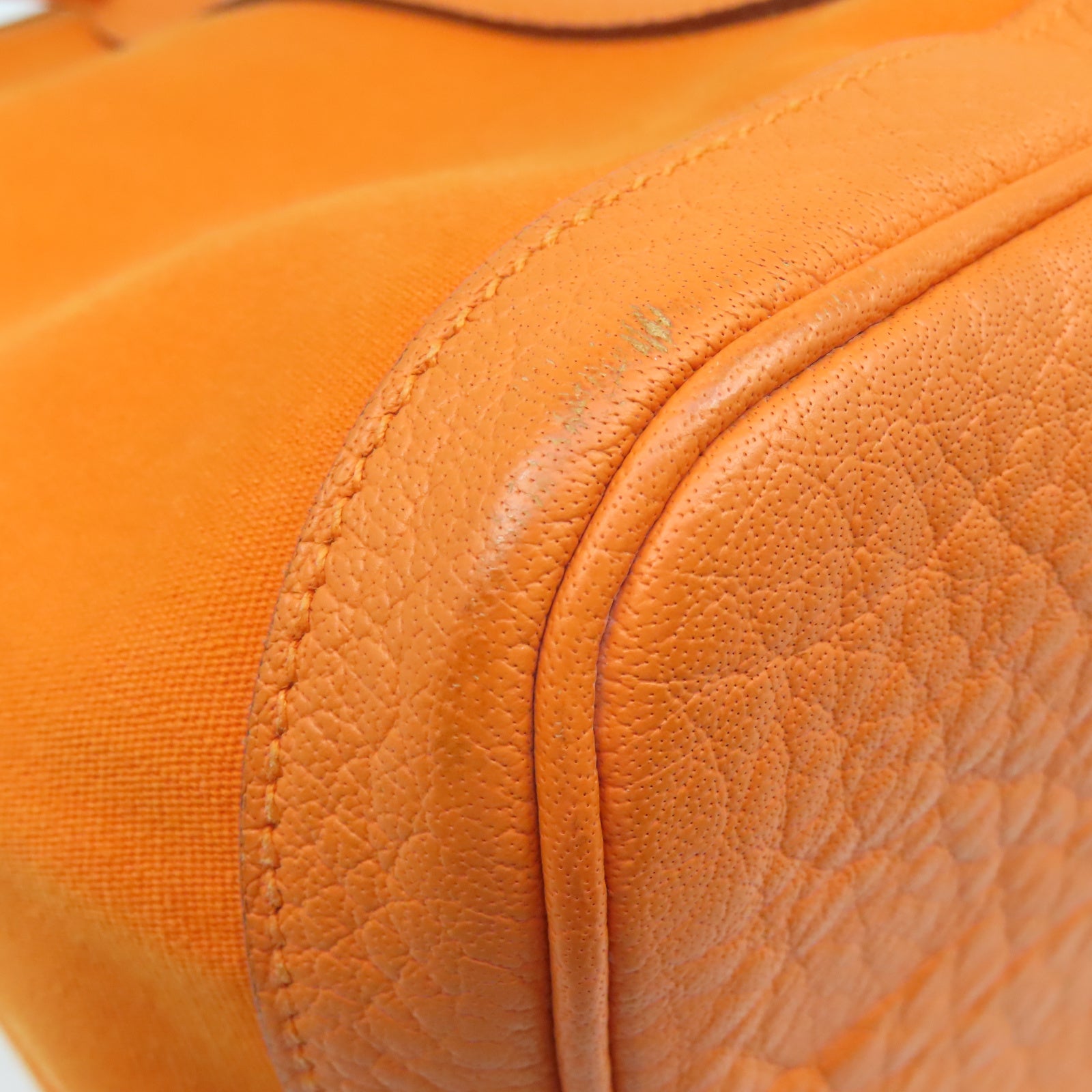 HERMES 帆布Garden Party PM銀扣手挽袋橙色