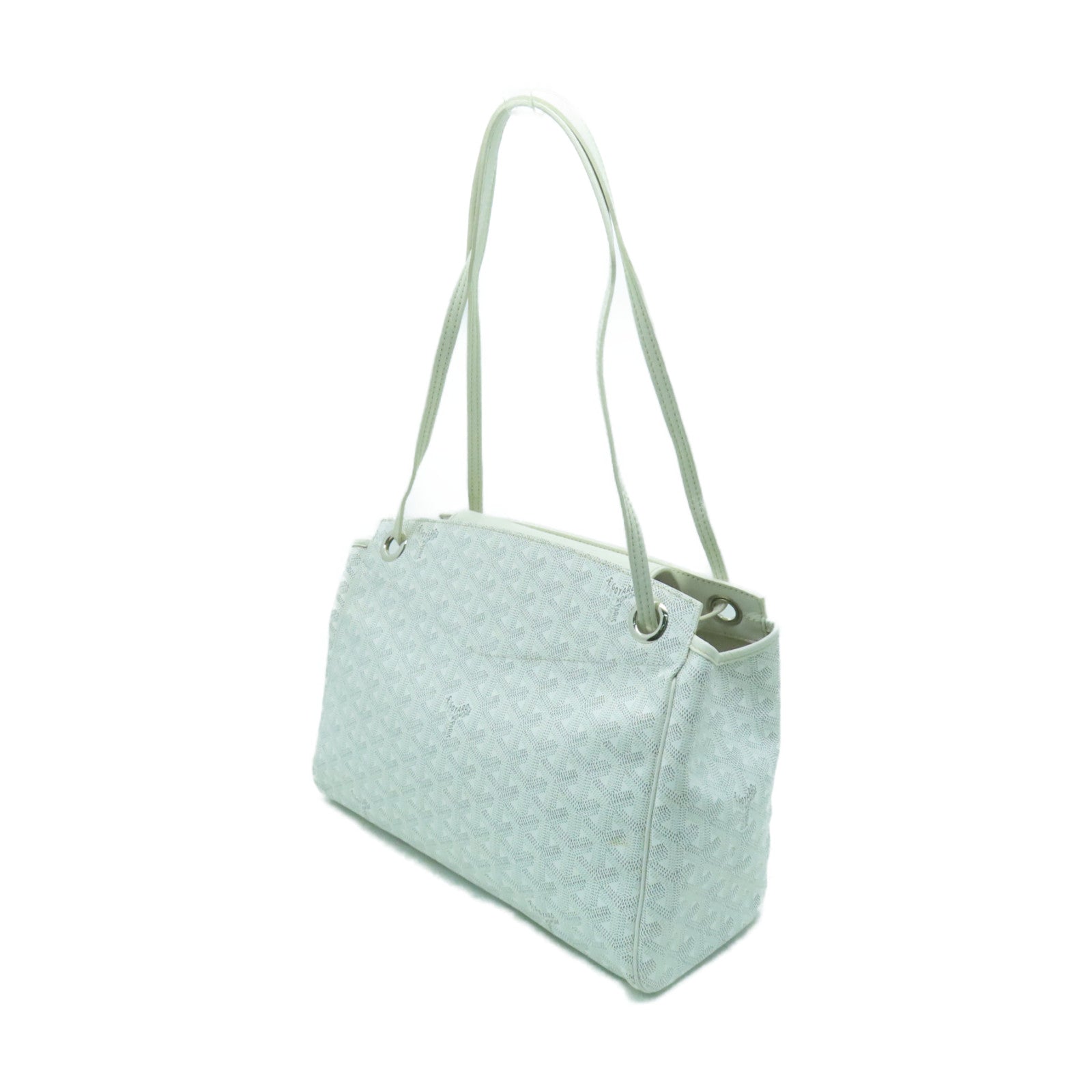 GOYARD 塗層帆布/皮革Rouette銀扣肩背袋白色