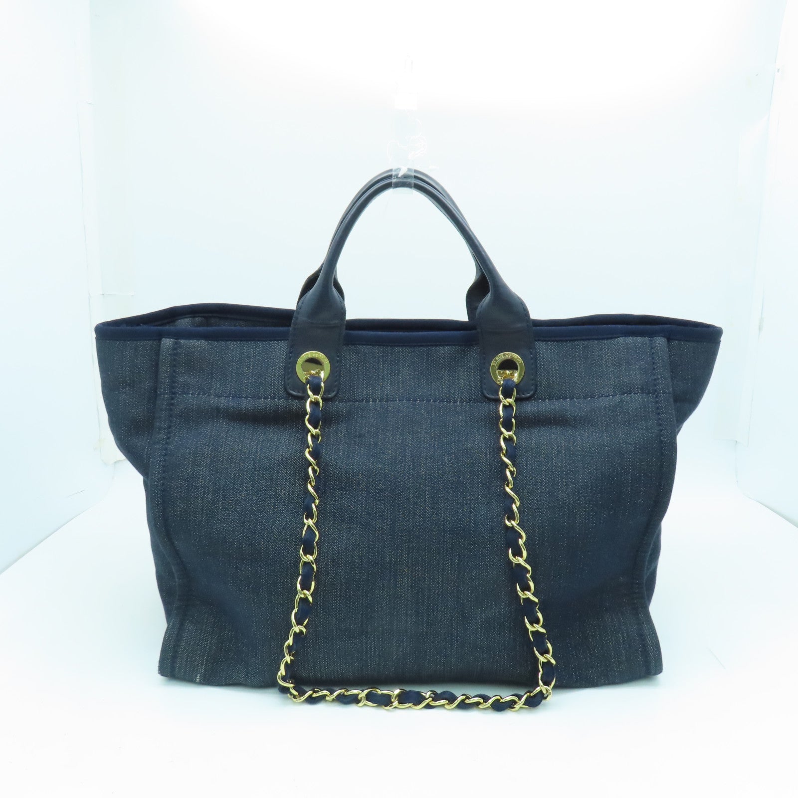 CHANEL Denim Tote Bag gold buckle handle shoulder bag blue Brand Off Hong Kong Online Store
