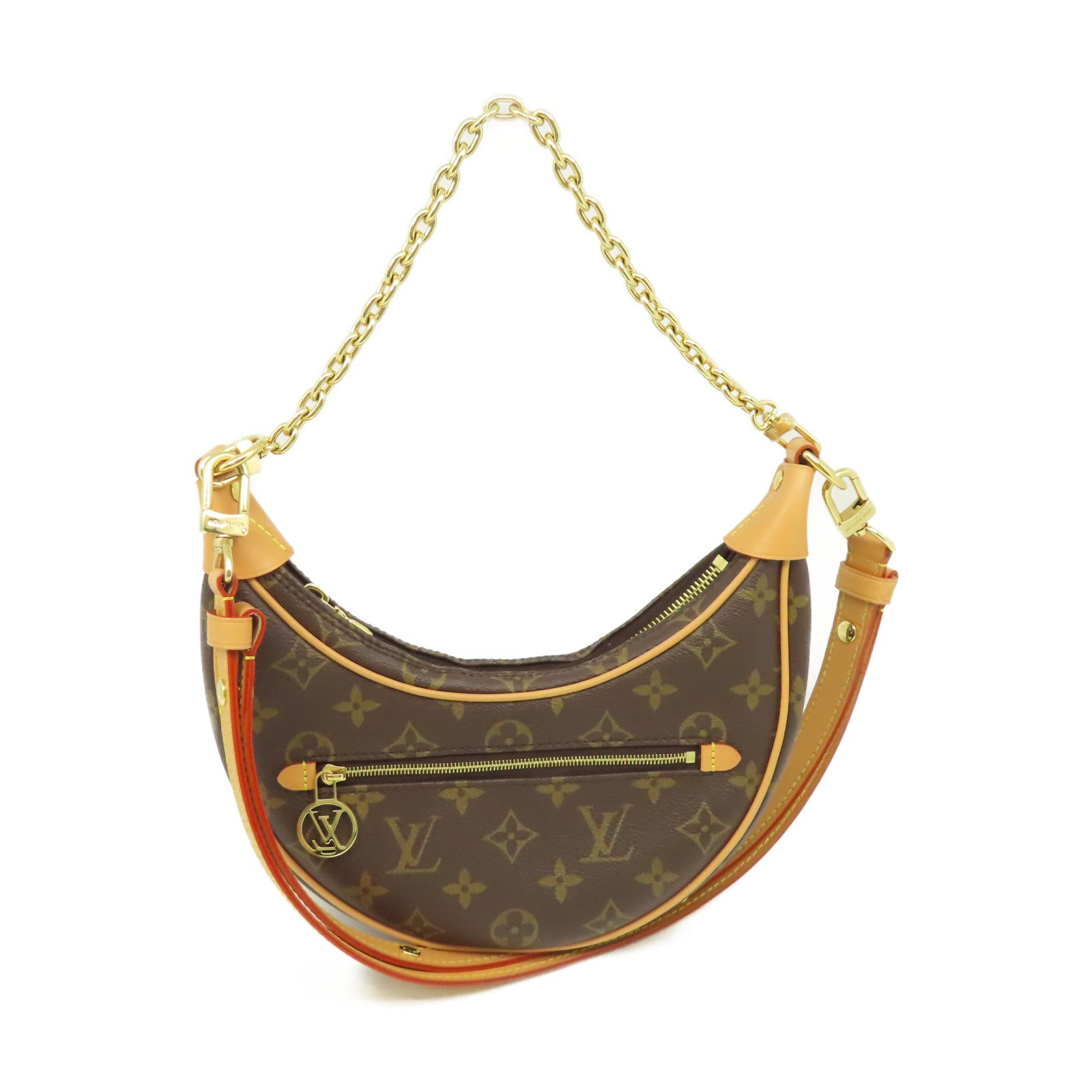 LOUIS VUITTON Monogram Loop Shoulder Bag金扣鏈帶手挽肩背兩用袋啡色