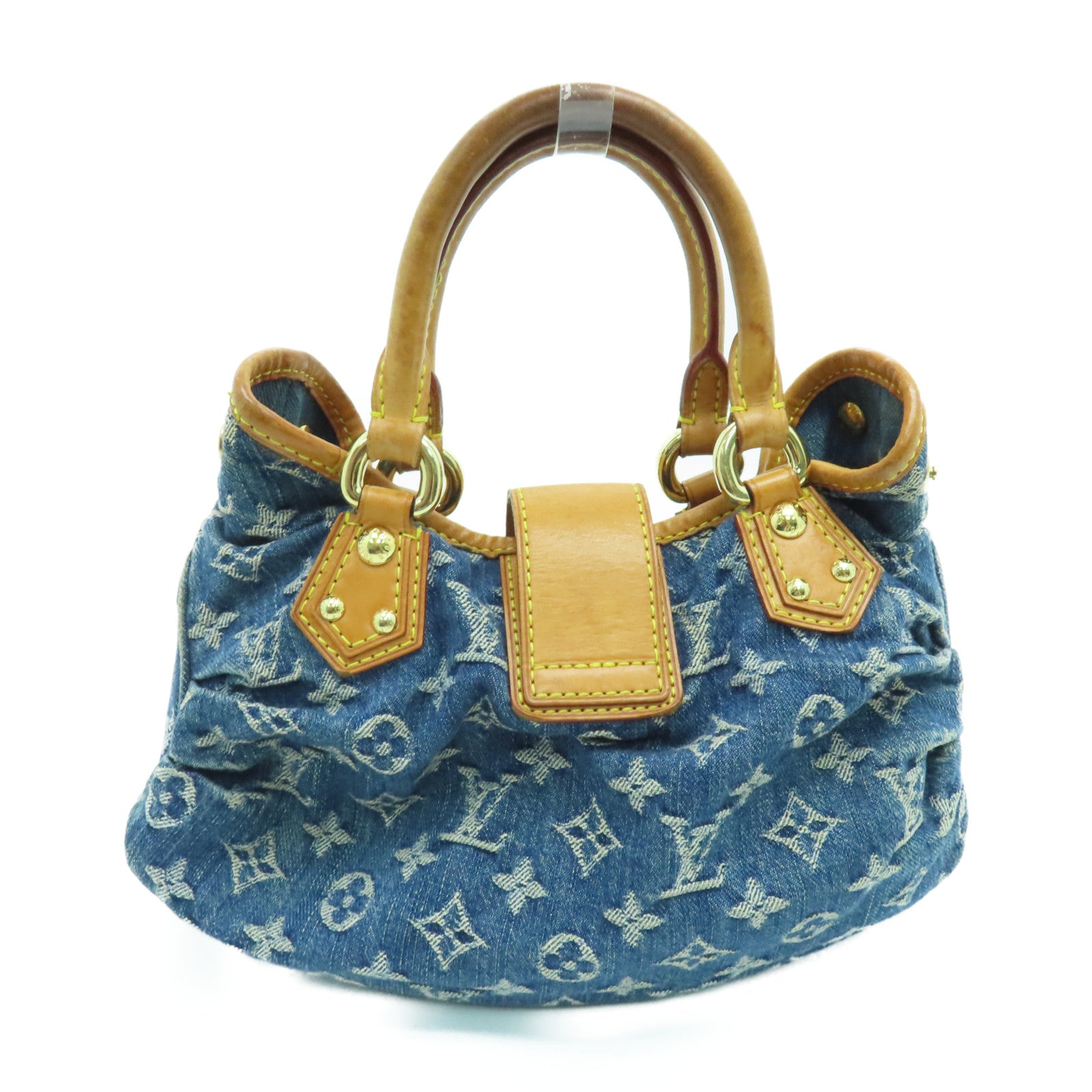 LOUIS VUITTON Monogram Denim Pleaty金扣手挽袋蓝色