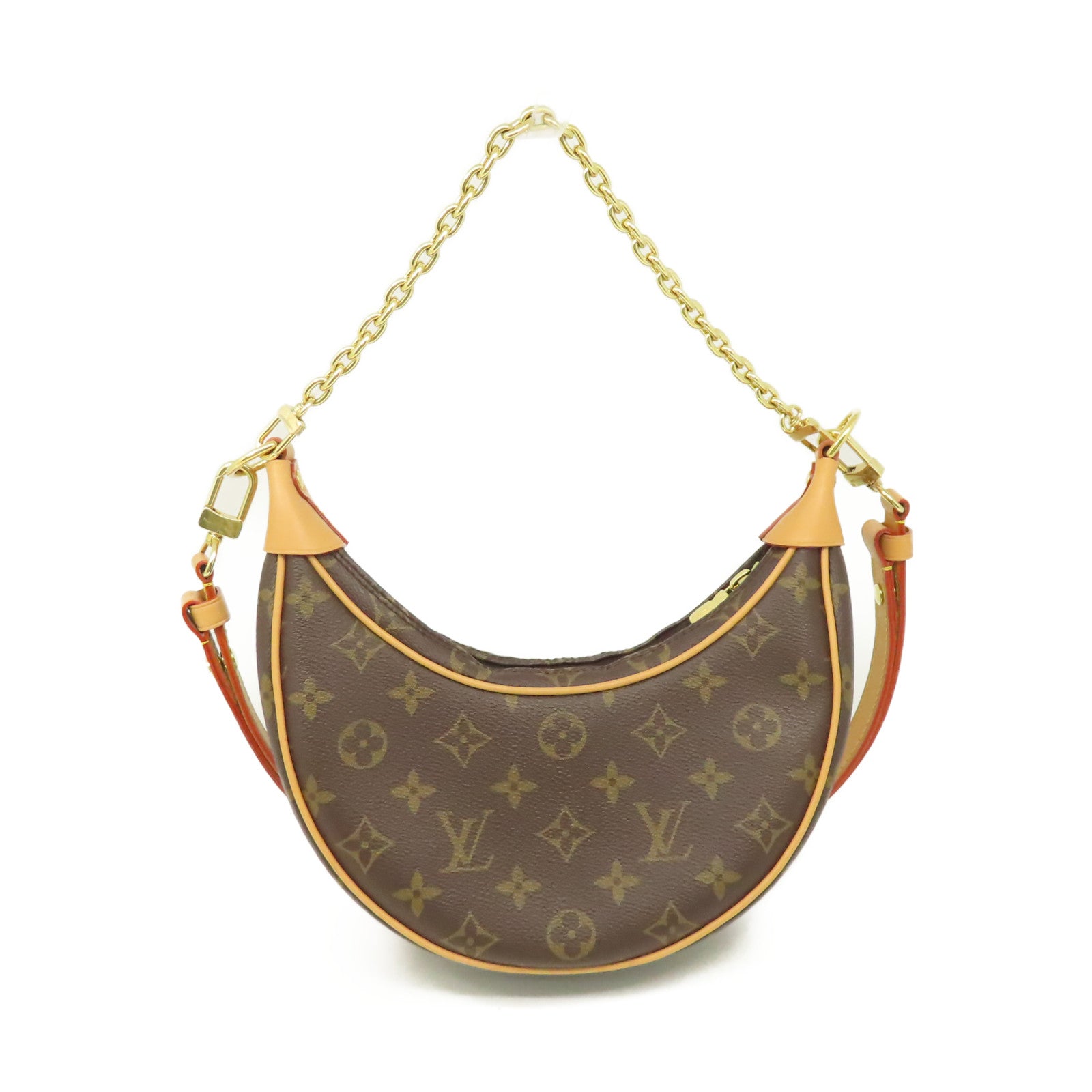 LOUIS VUITTON Monogram Loop Shoulder Bag金扣鏈帶手挽肩背兩用袋啡色