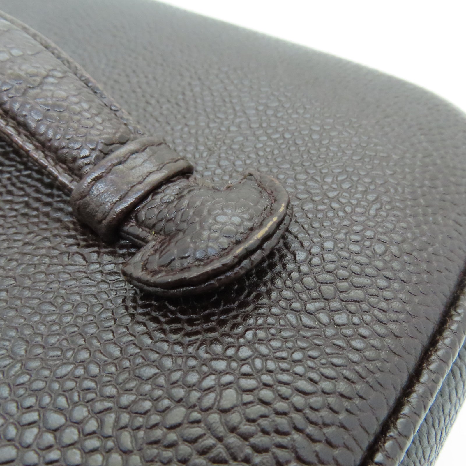 CHANEL Caviar皮革Vanity Bag金扣手挽袋啡色