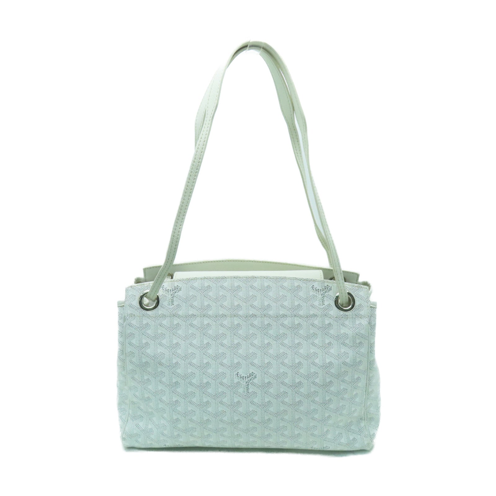 GOYARD 塗層帆布/皮革Rouette銀扣肩背袋白色