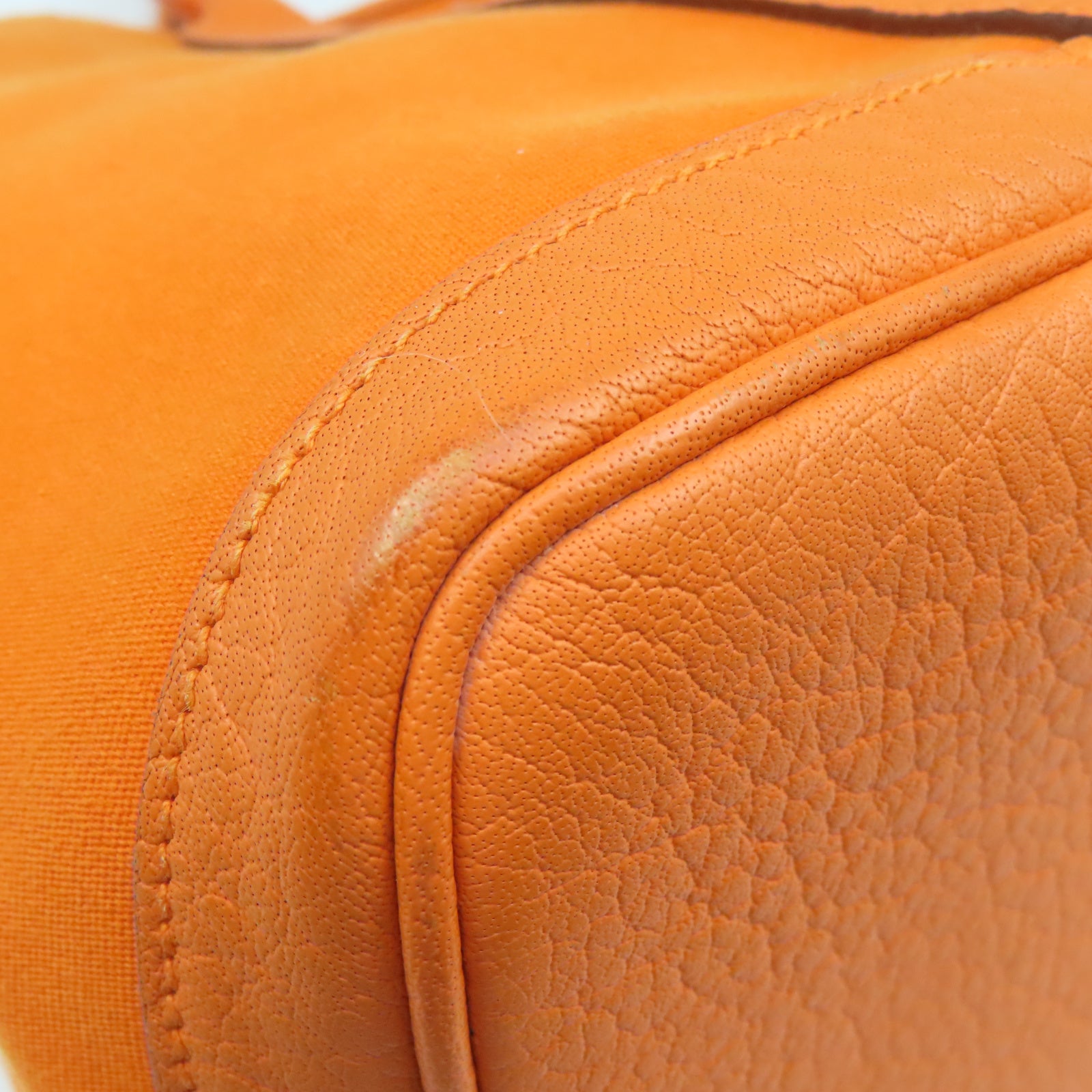 HERMES 帆布Garden Party PM銀扣手挽袋橙色