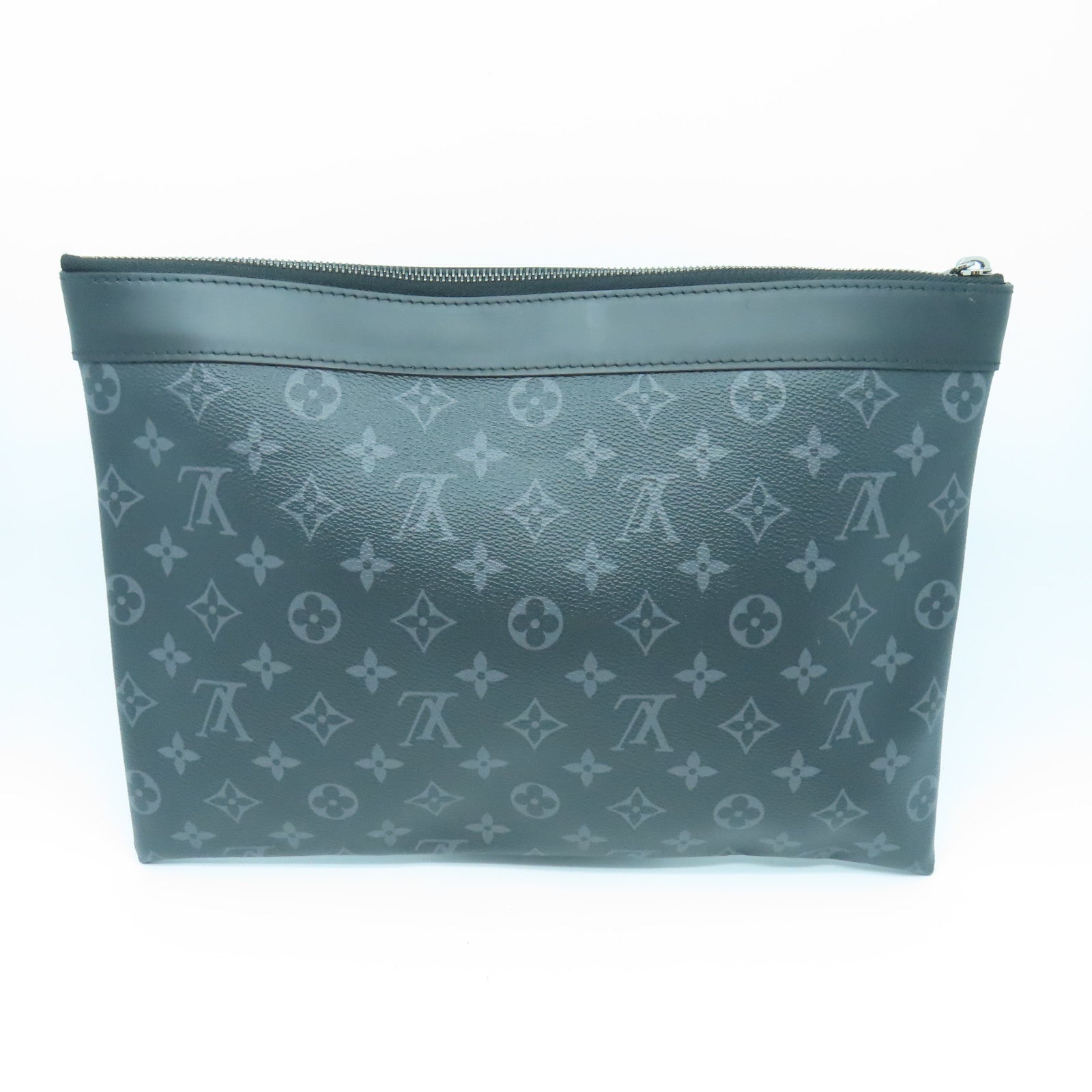 LOUIS VUITTON Monogram Eclipse Discovery Pochette銀扣手拿包黑色