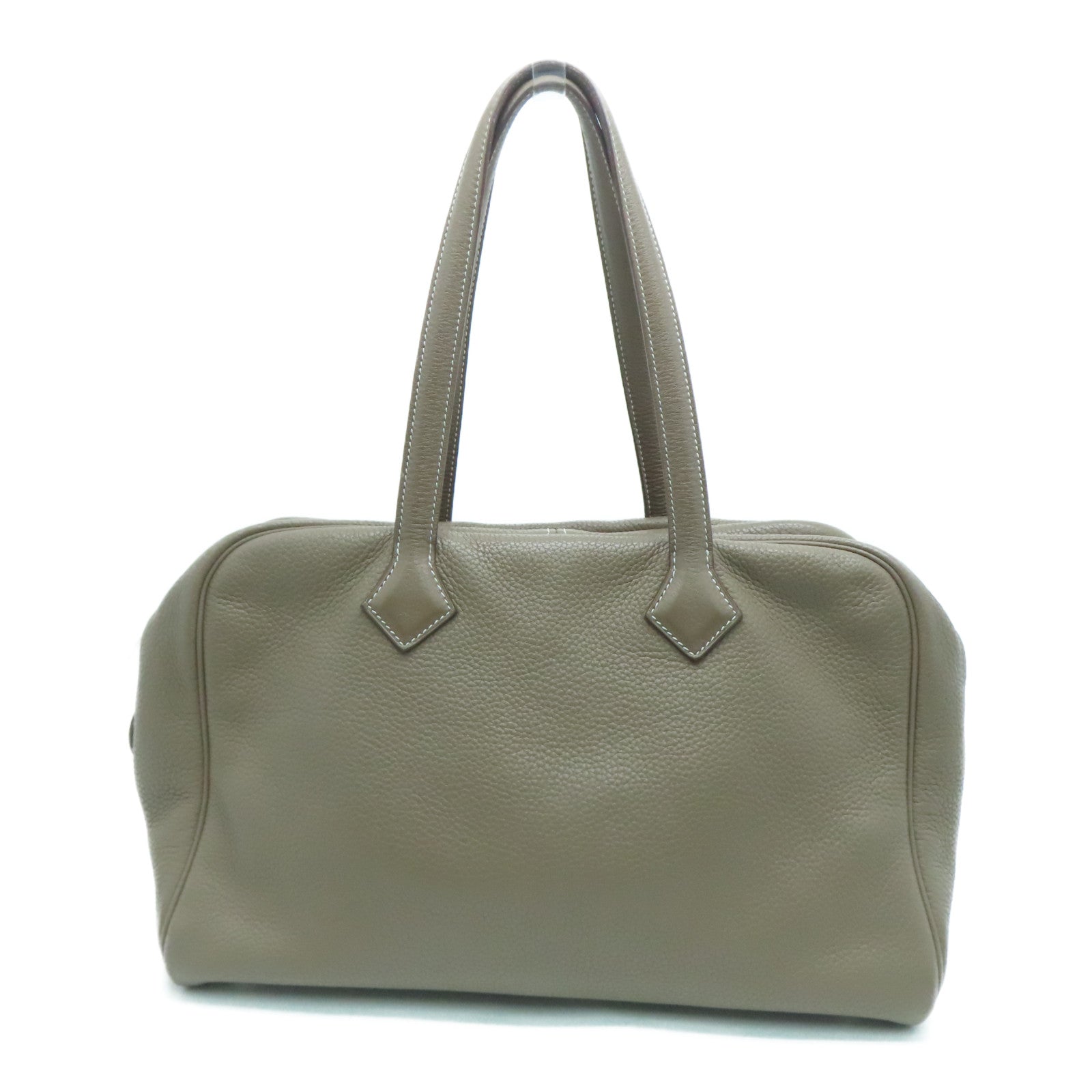 HERMES Clemence Leather Victolia Hand Bag Silver Buckle Hand Bag Elephant Gray