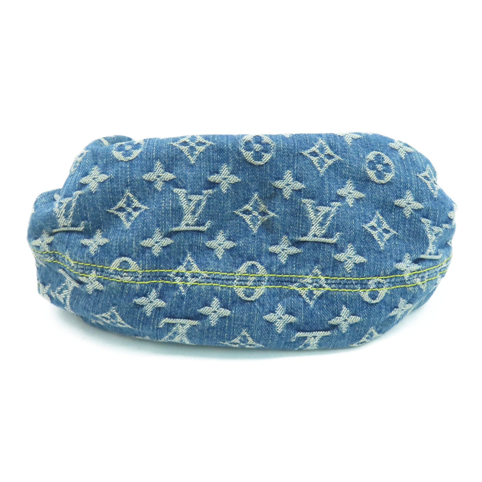 LOUIS VUITTON Monogram Denim Pleaty金扣手挽袋蓝色