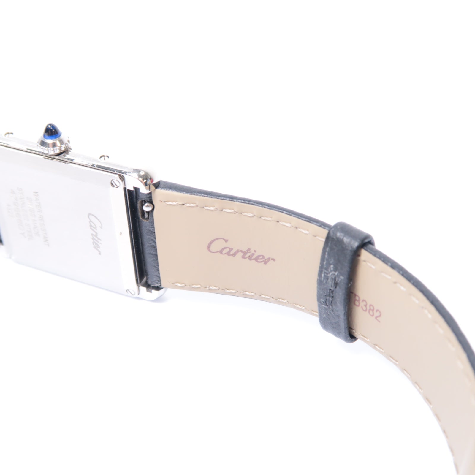 CARTIER Tank Must不鏽鋼/皮革手錶石英機芯白色