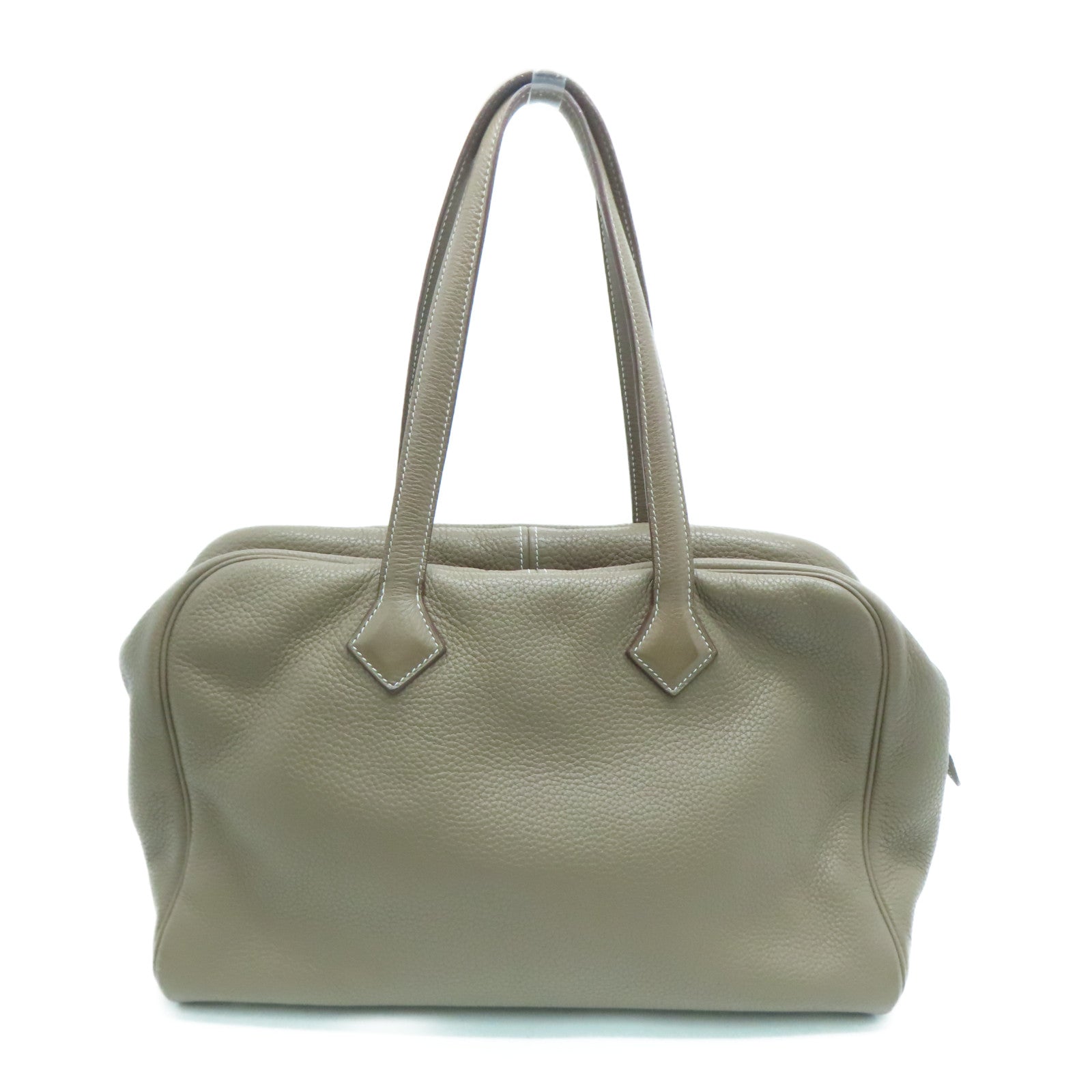 HERMES Clemence Leather Victolia Hand Bag Silver Buckle Hand Bag Elephant Gray