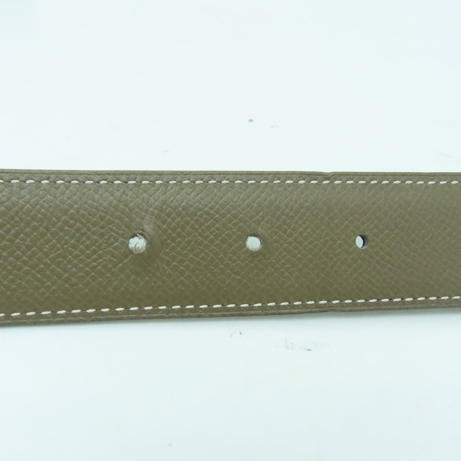 HERMES Epsom皮革/Box Calf皮革Belt銀扣皮帶灰色/黑色