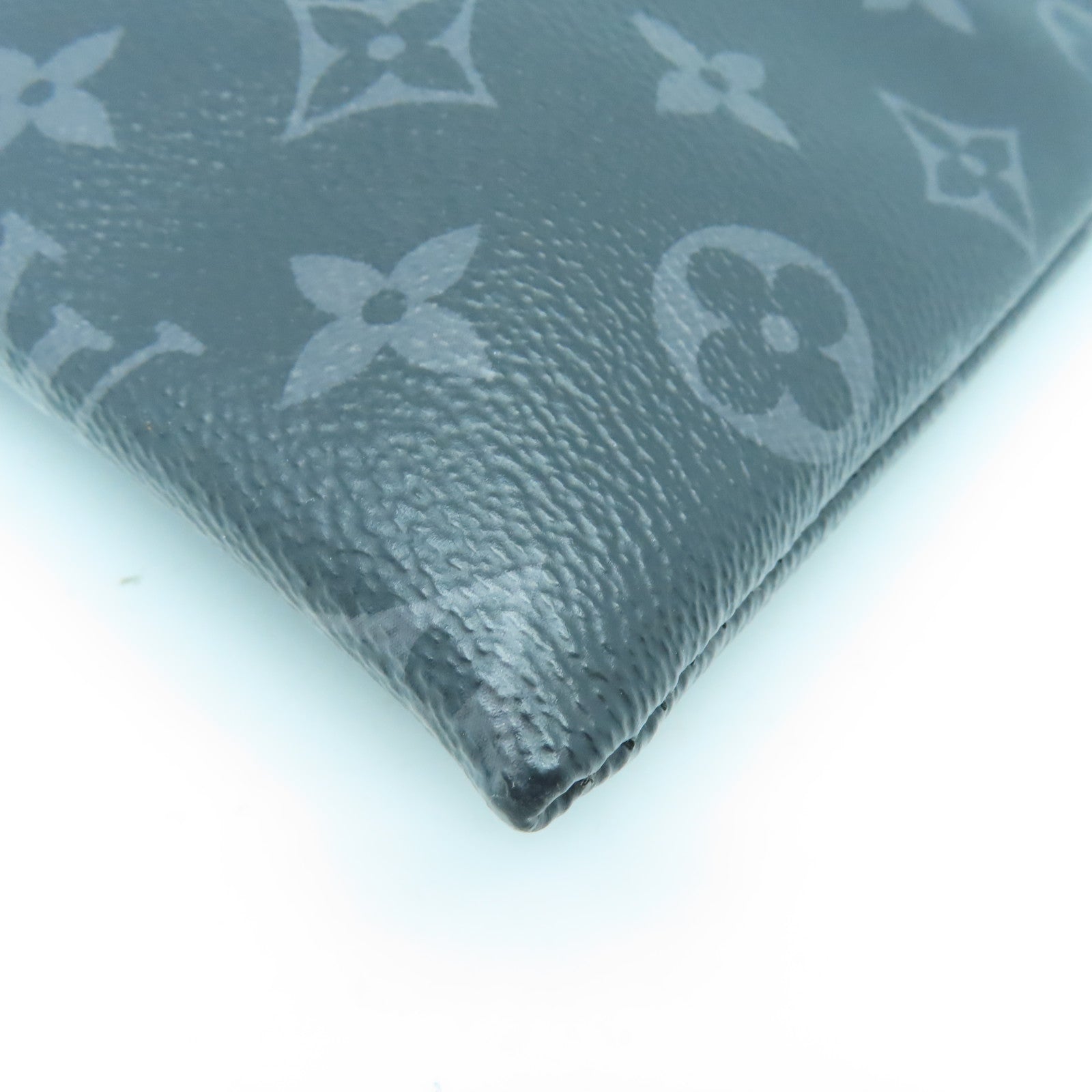 LOUIS VUITTON Monogram Eclipse Discovery Pochette銀扣手拿包黑色