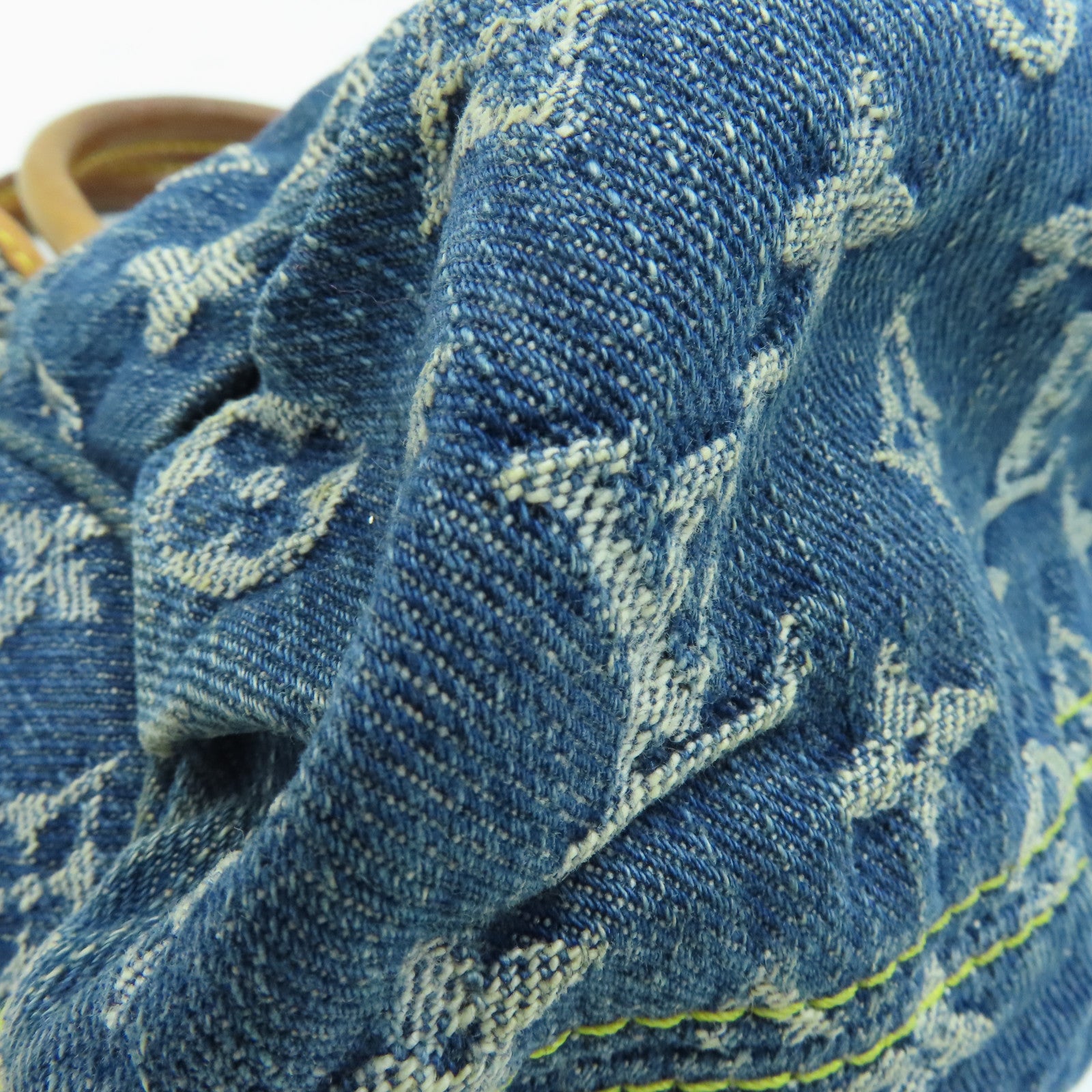 LOUIS VUITTON Monogram Denim Pleaty金扣手挽袋蓝色