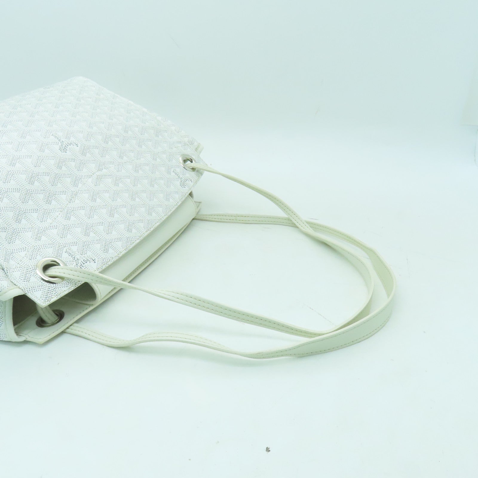 GOYARD 塗層帆布/皮革Rouette銀扣肩背袋白色