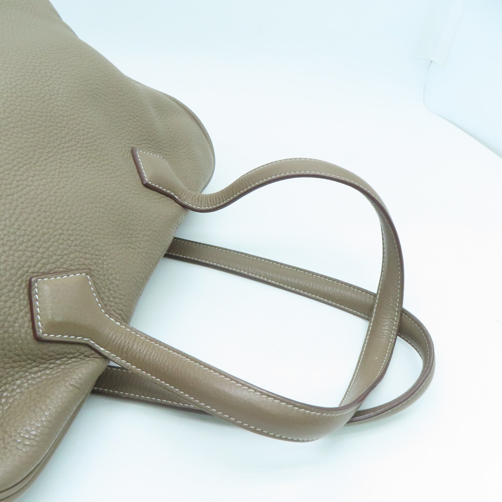 HERMES Clemence Leather Victolia Hand Bag Silver Buckle Hand Bag Elephant Gray