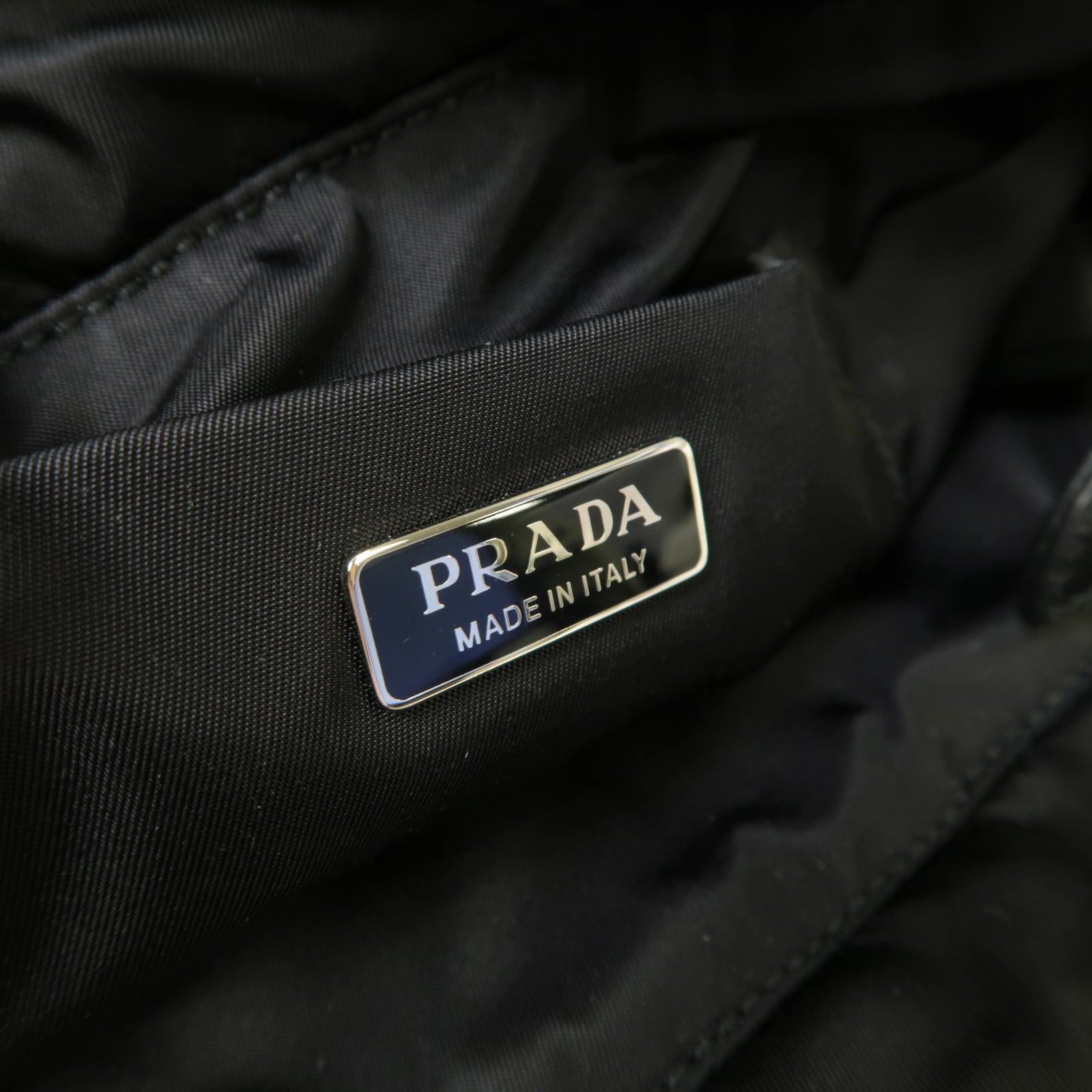 PRADA 尼龍2 Way Shoulder銀扣手挽肩背兩用袋黑色
