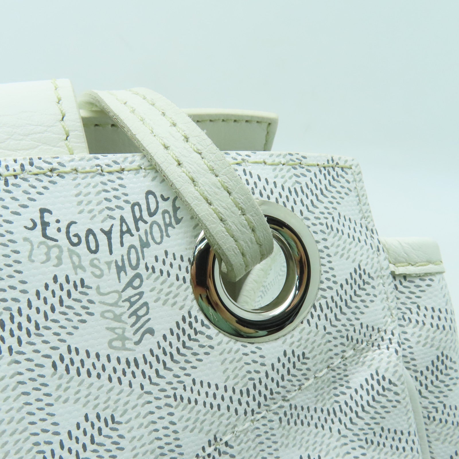 GOYARD 塗層帆布/皮革Rouette銀扣肩背袋白色
