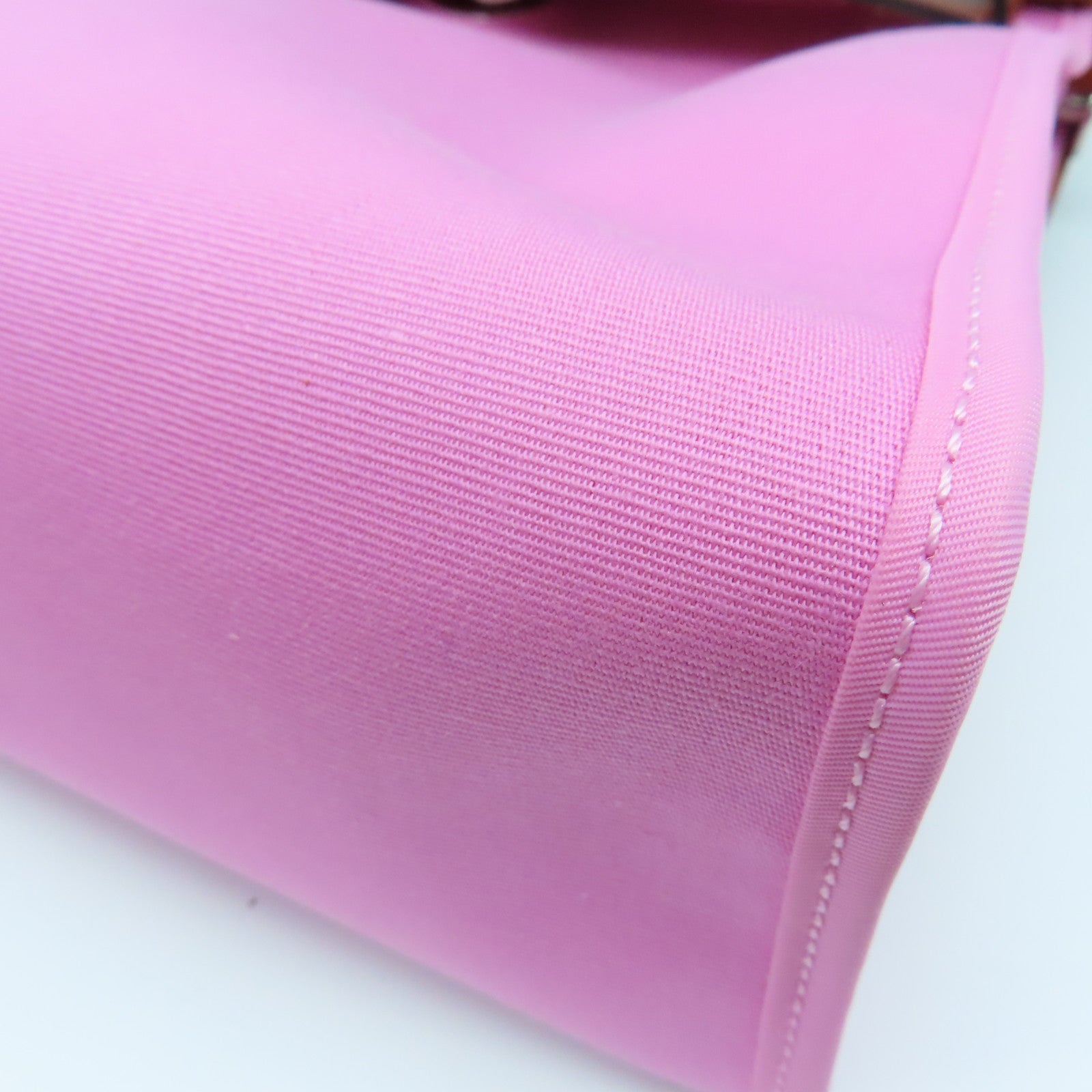 HERMES canvas Herbag PM silver buckle handle shoulder bag Rose Azalee/pink