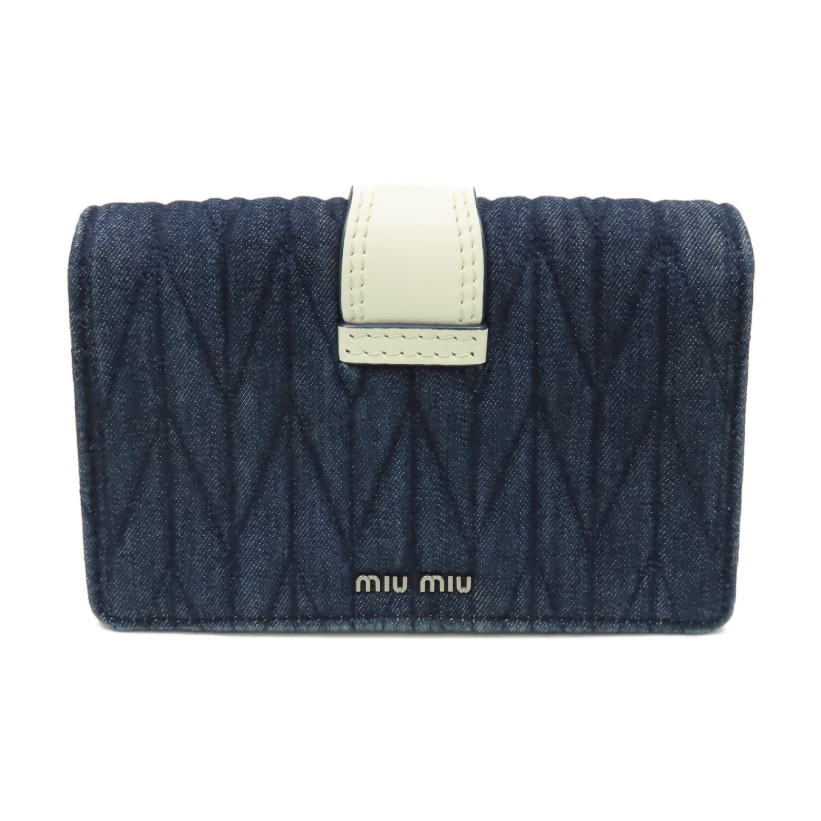 Miu Miu 牛仔布/牛皮皮革Shoulder Bag肩背袋藍色/白色
