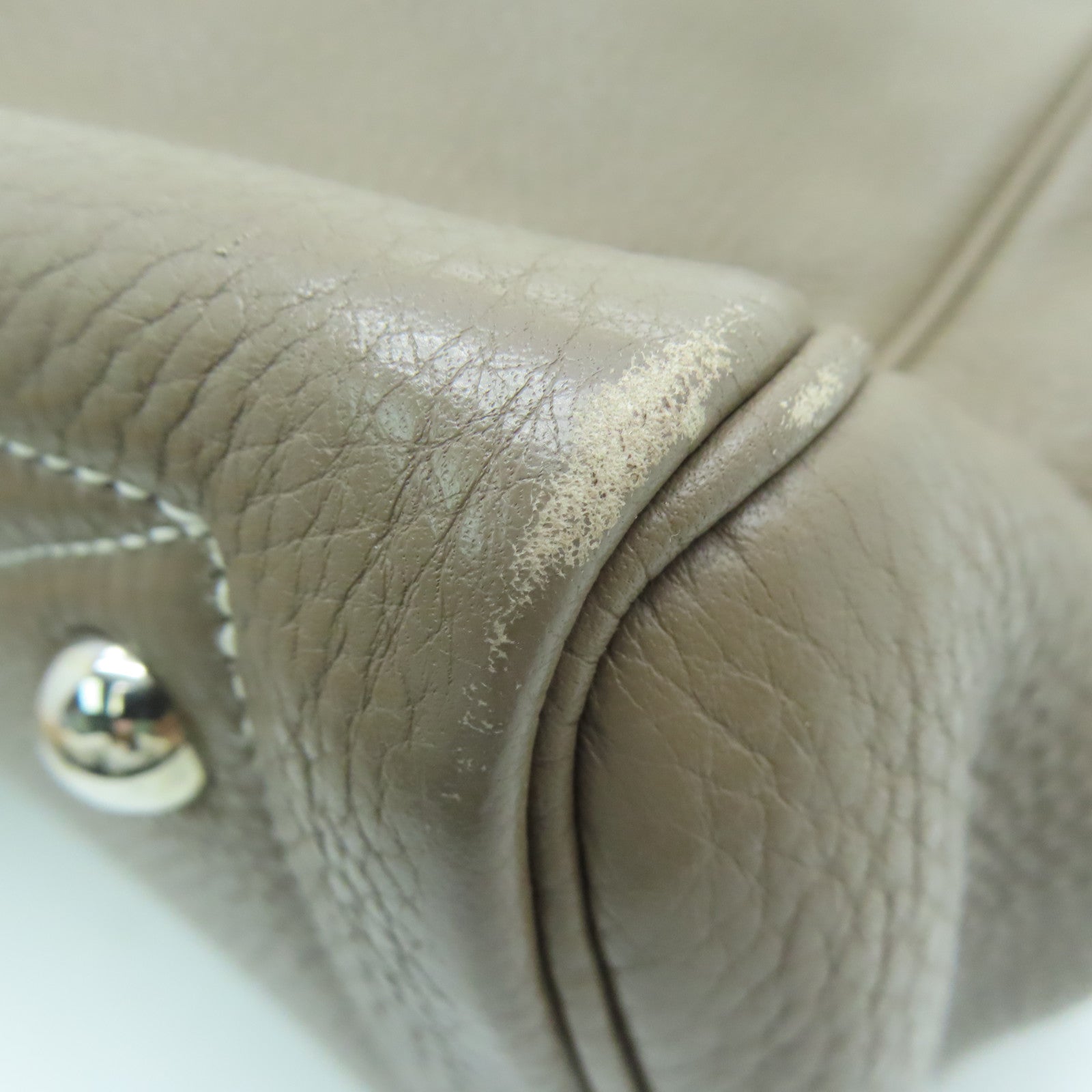 HERMES Clemence Leather Victolia Hand Bag Silver Buckle Hand Bag Elephant Gray