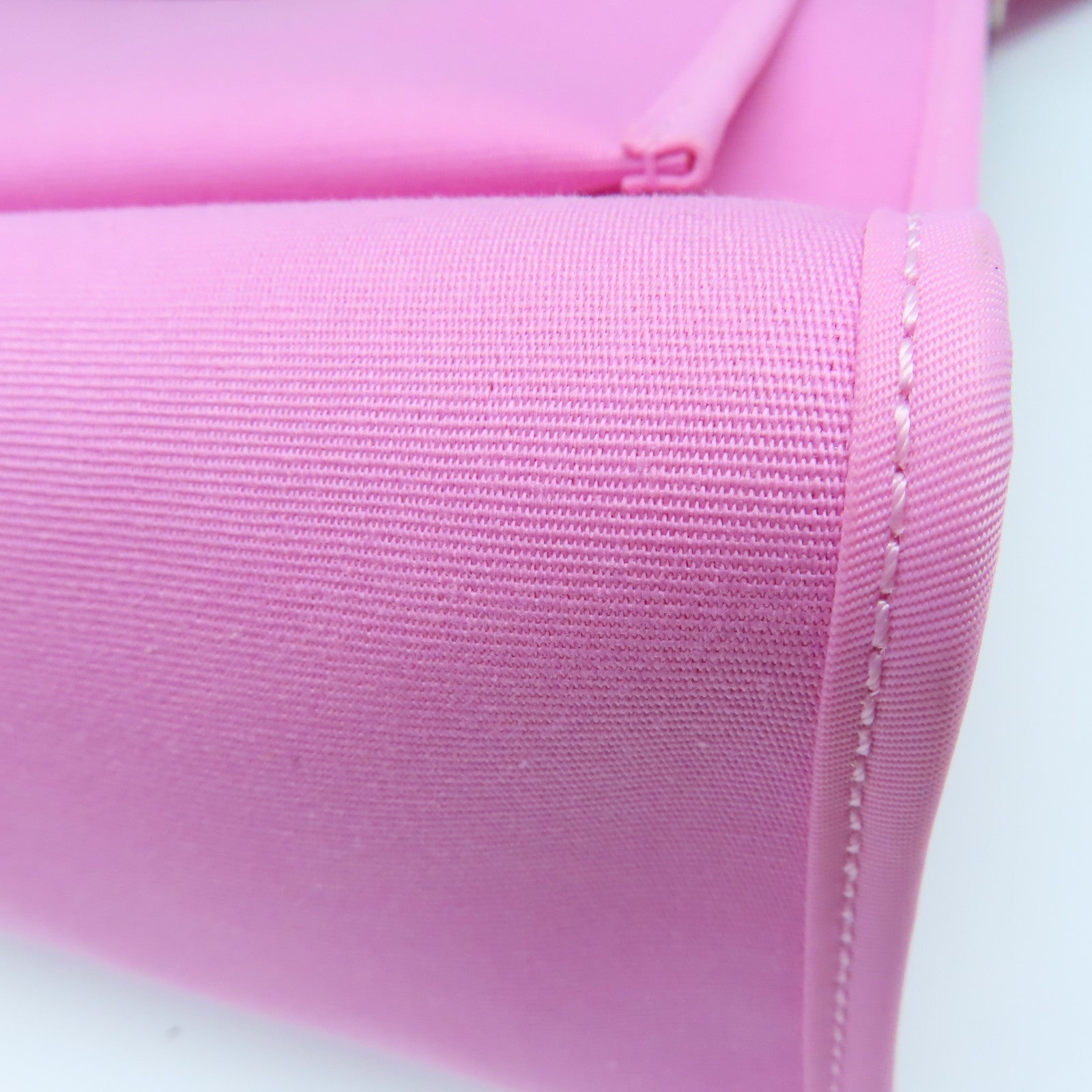 HERMES canvas Herbag PM silver buckle handle shoulder bag Rose Azalee/pink