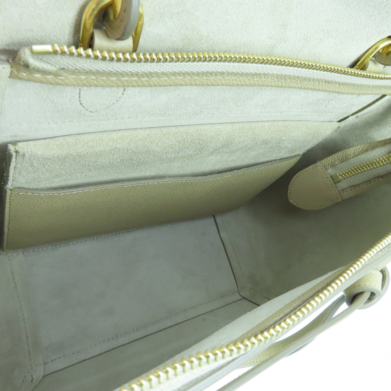 CELINE 牛皮皮革Micro Belt Bag金扣手挽肩背兩用袋奶茶色