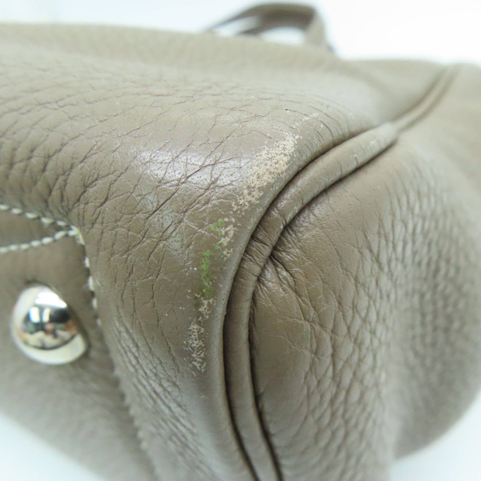 HERMES Clemence Leather Victolia Hand Bag Silver Buckle Hand Bag Elephant Gray