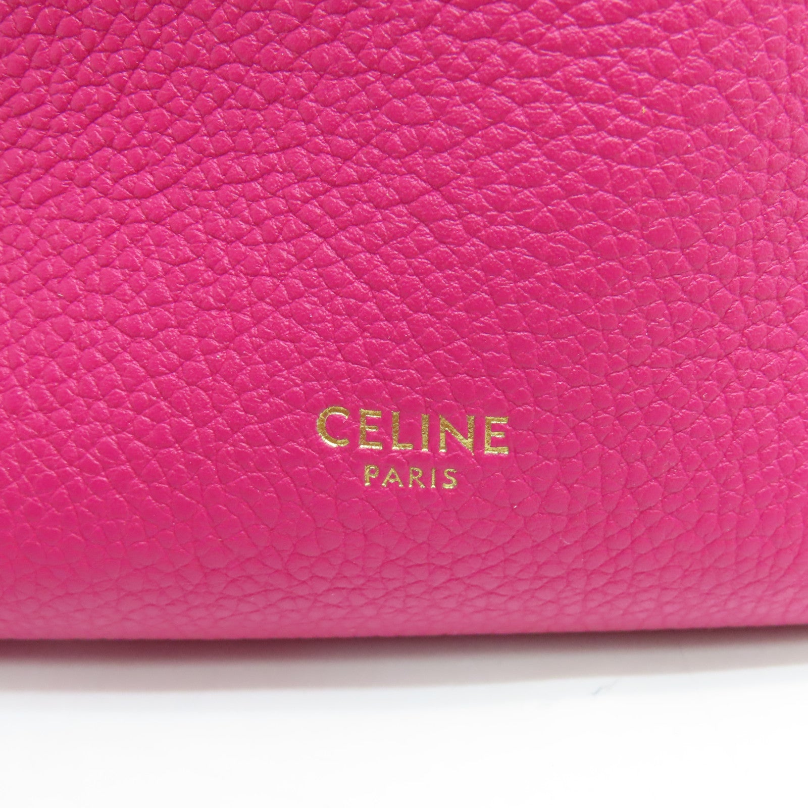 CELINE 牛皮皮革Sangle Bucket Small金扣肩背袋粉紅色