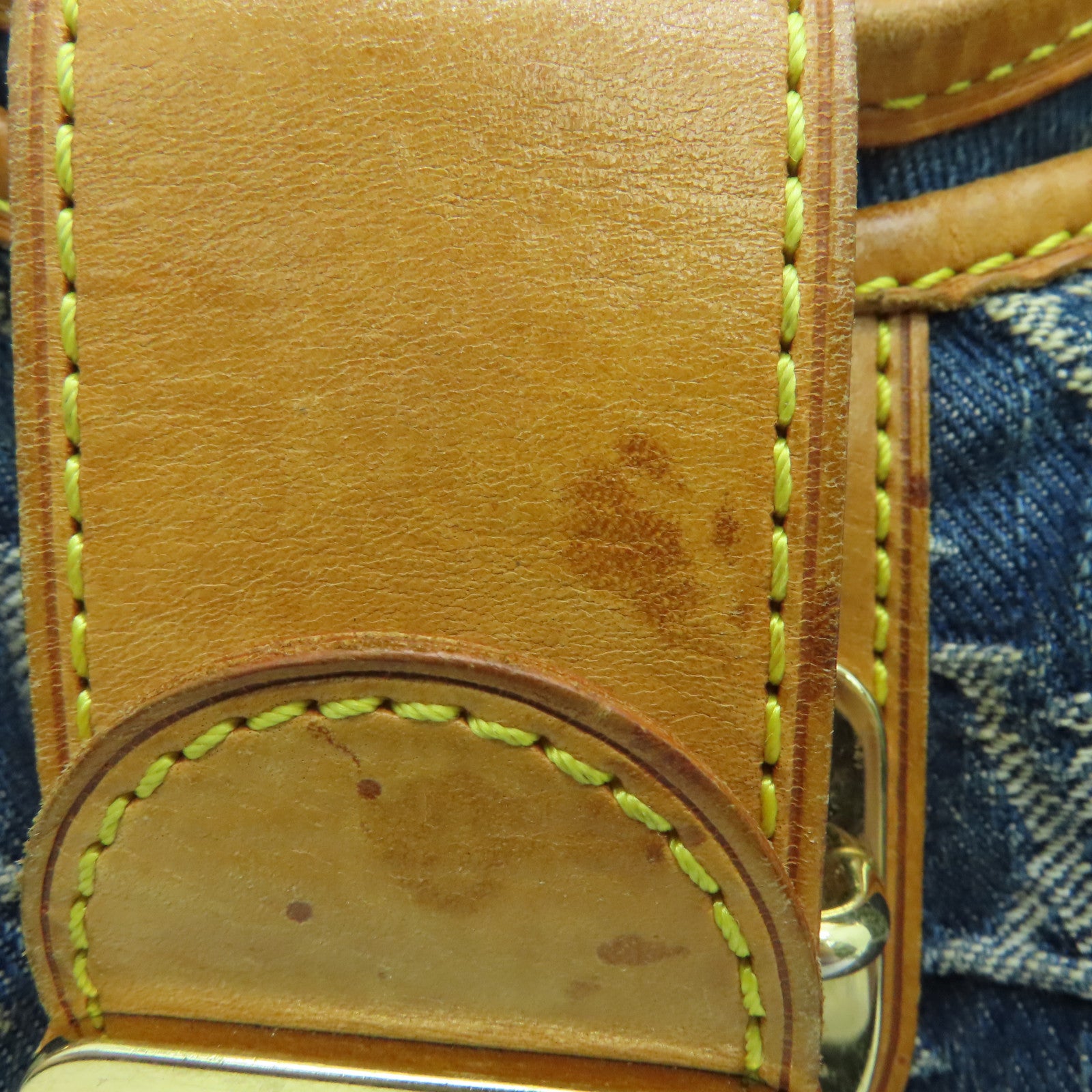 LOUIS VUITTON Monogram Denim Pleaty金扣手挽袋蓝色