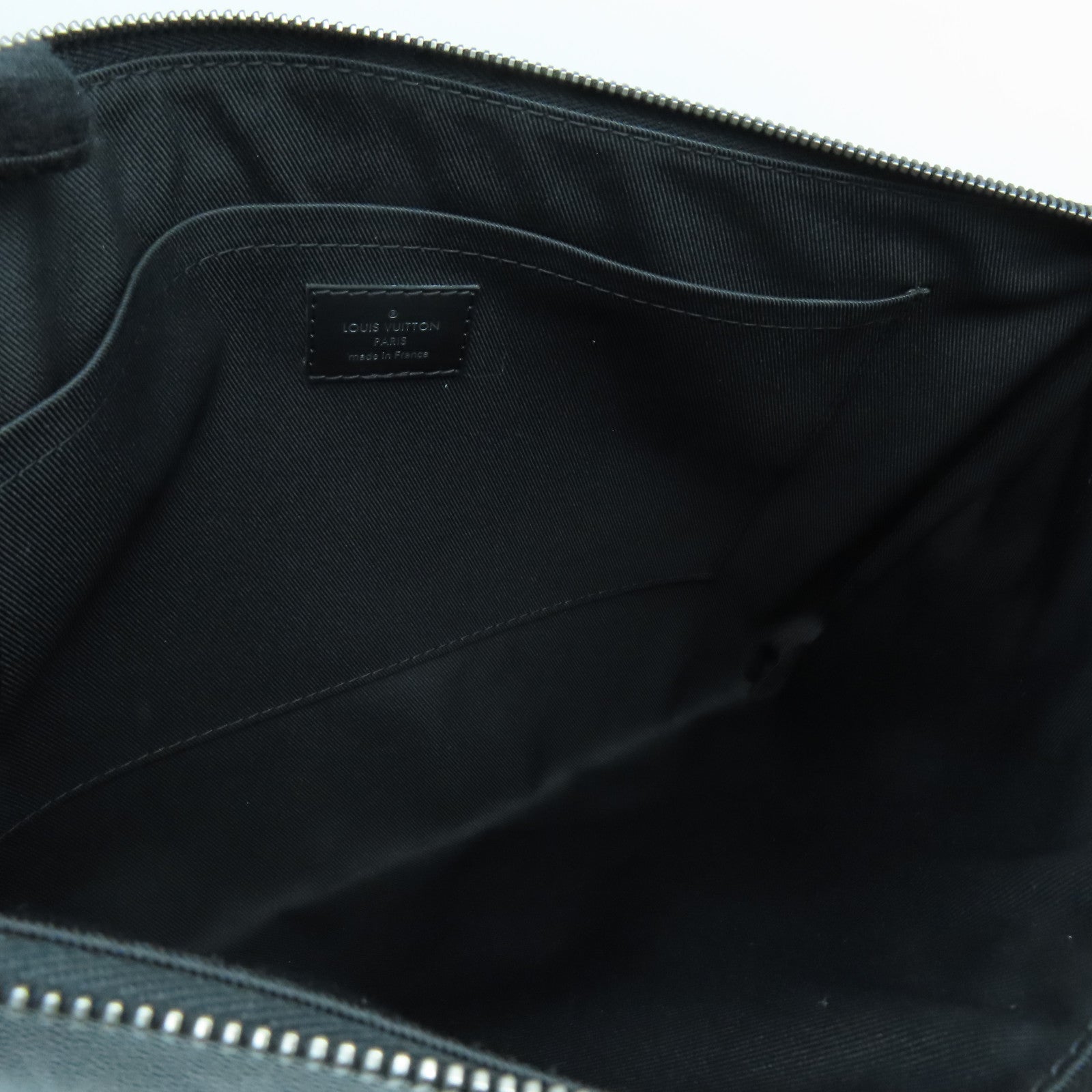 LOUIS VUITTON Monogram Eclipse Discovery Pochette銀扣手拿包黑色