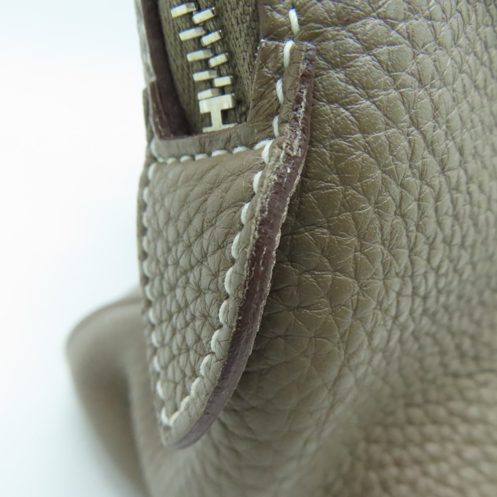 HERMES Clemence Leather Victolia Hand Bag Silver Buckle Hand Bag Elephant Gray
