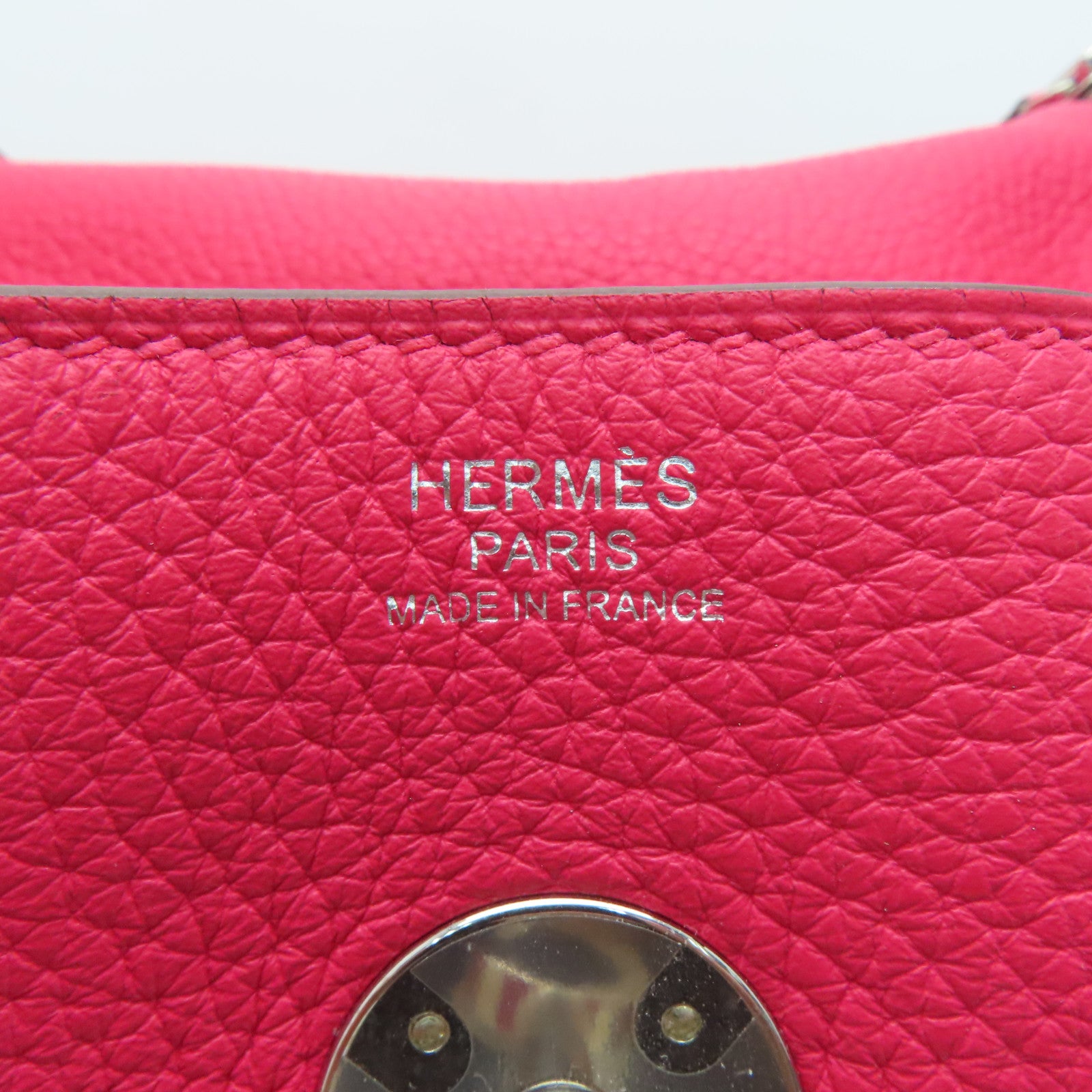HERMES 【激减优惠】Clemence皮革Lindy 30银扣手挽肩背两用袋粉红色/Rose Extreme/I6