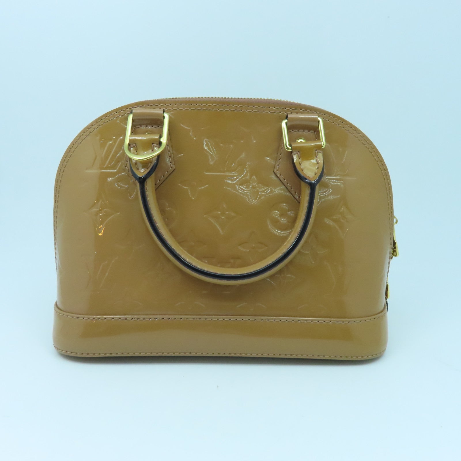 LOUIS VUITTON Monogram Vernis Alma BB金扣手挽袋棕色