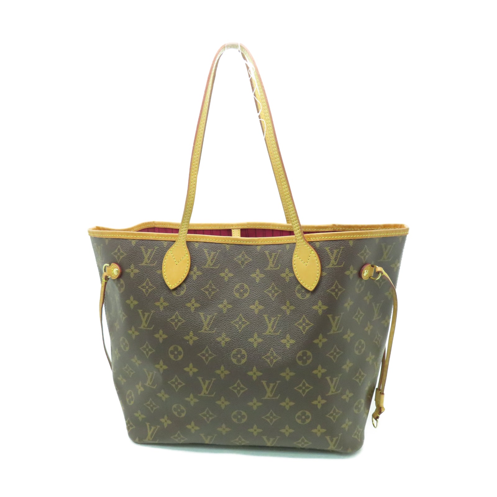 LOUIS VUITTON Monogram Neverfull MM金扣手挽袋棕色