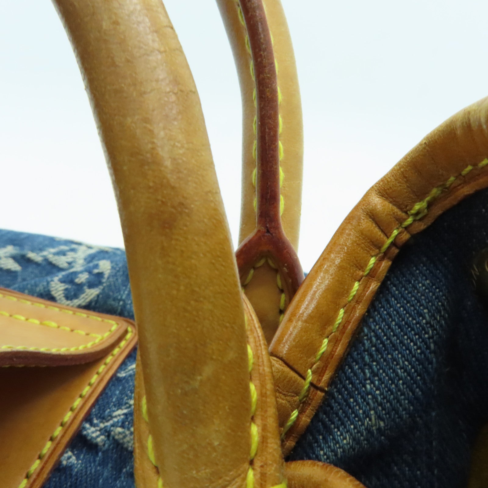 LOUIS VUITTON Monogram Denim Pleaty金扣手挽袋蓝色